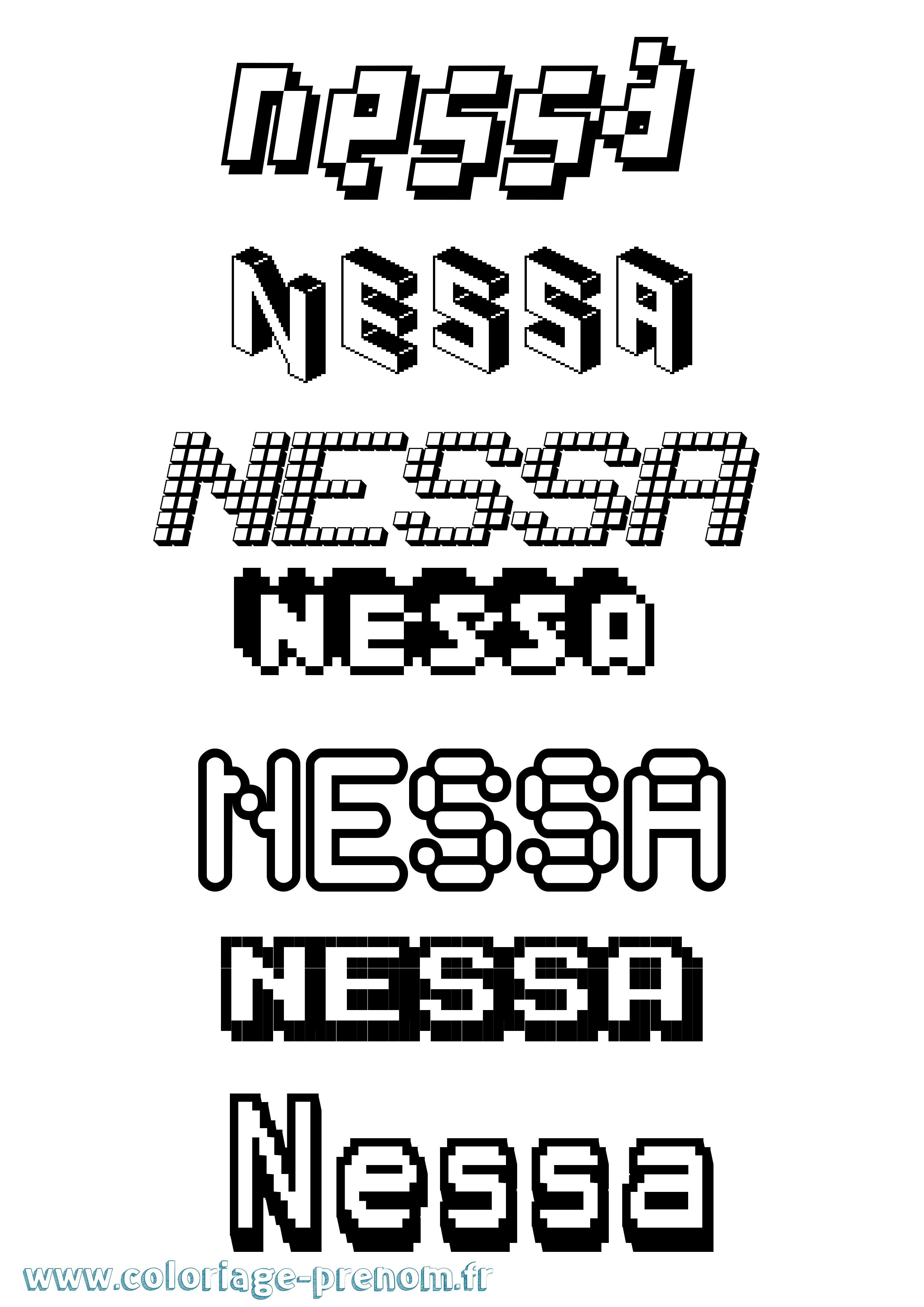 Coloriage Nessa Pixel Coloriage prénom Nessa Pixel