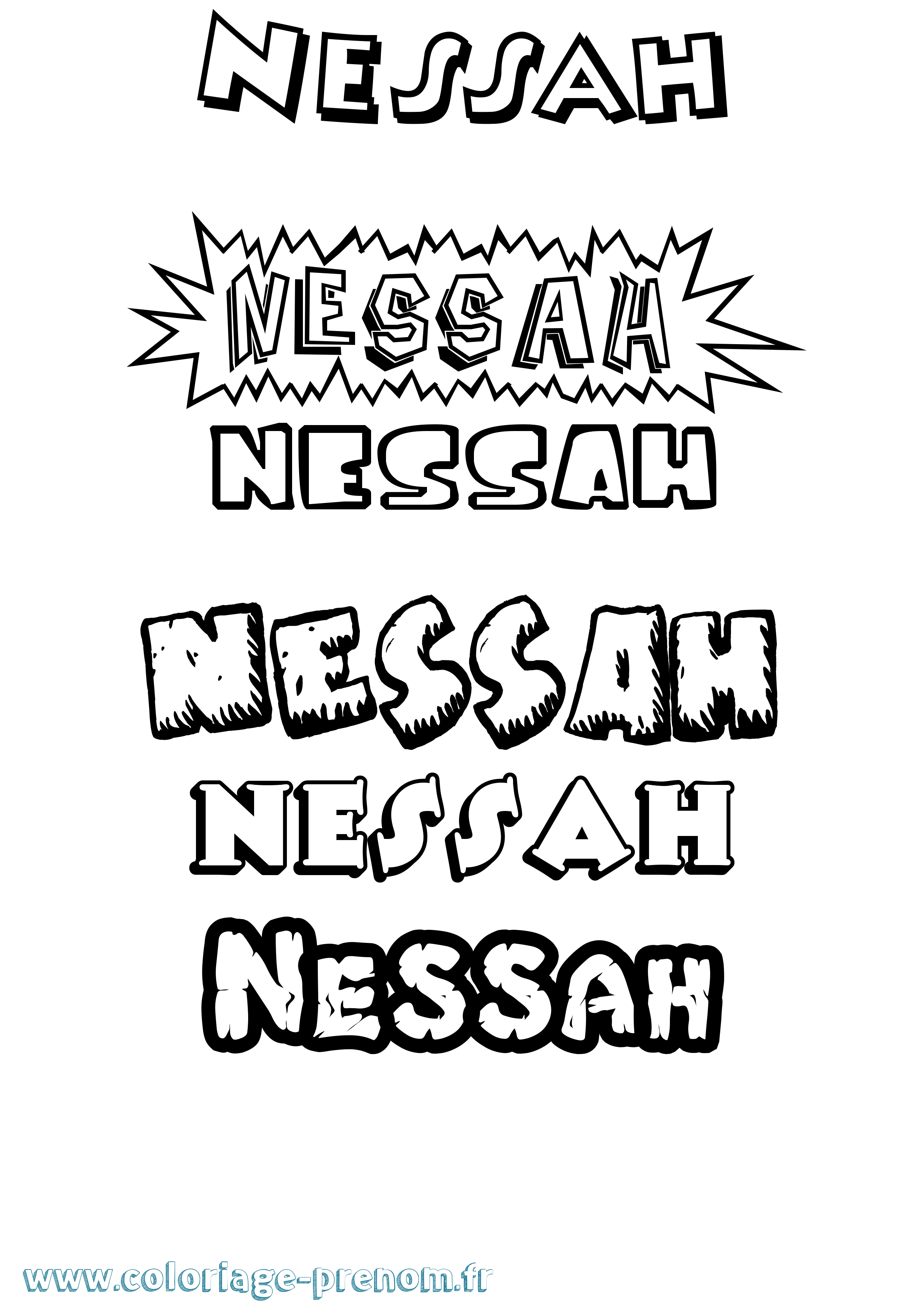 Coloriage Nessah Dessin Animé Coloriage prénom Nessah Dessin Animé