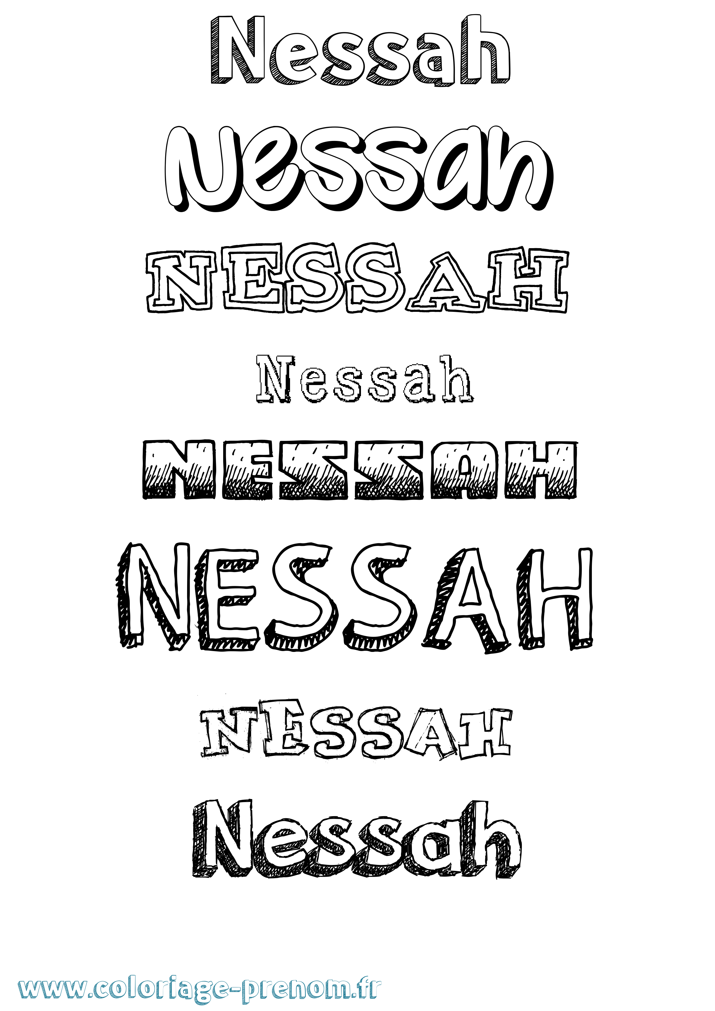 Coloriage Nessah Dessiné Coloriage prénom Nessah Dessiné
