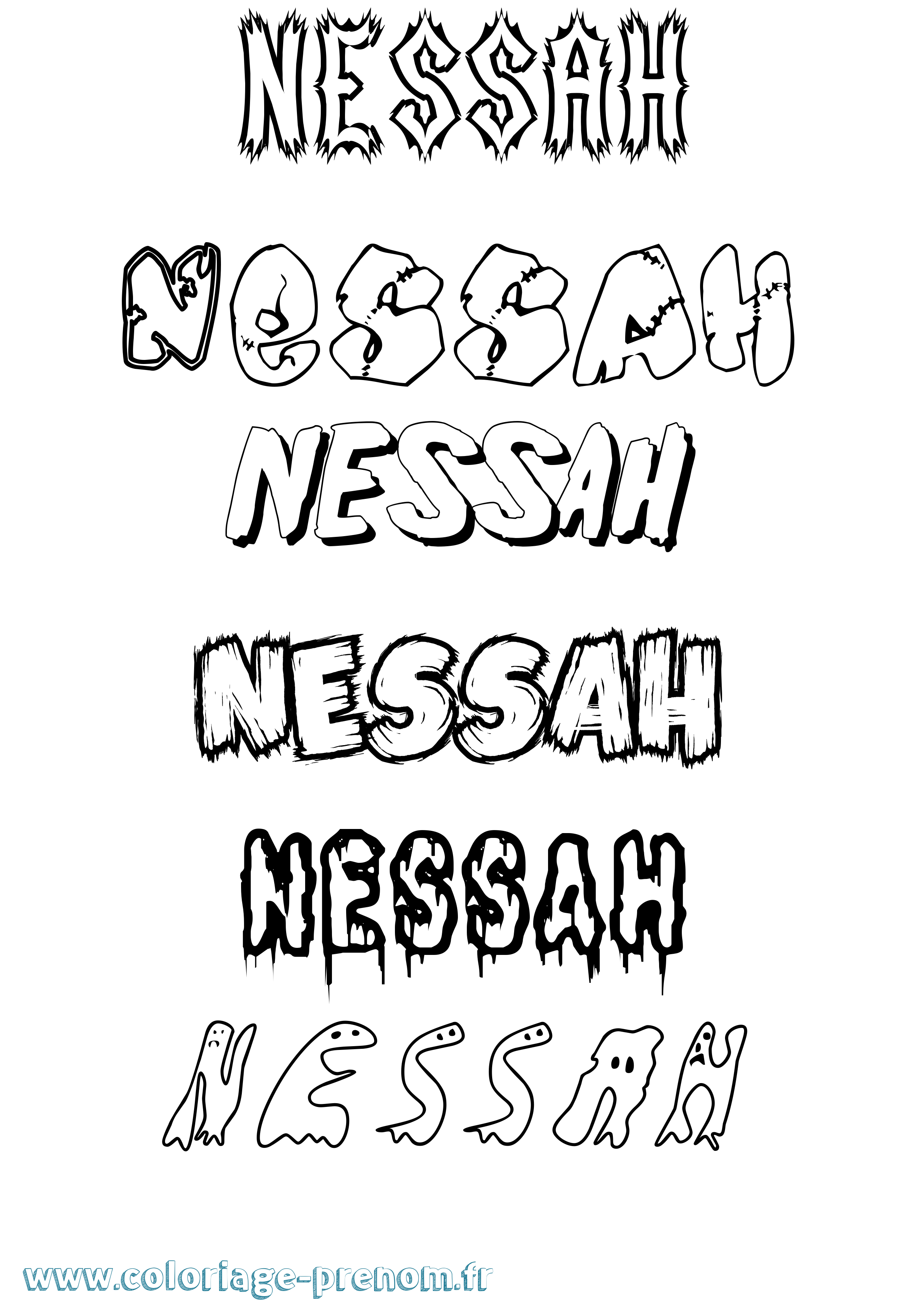 Coloriage Nessah Frisson Coloriage prénom Nessah Frisson