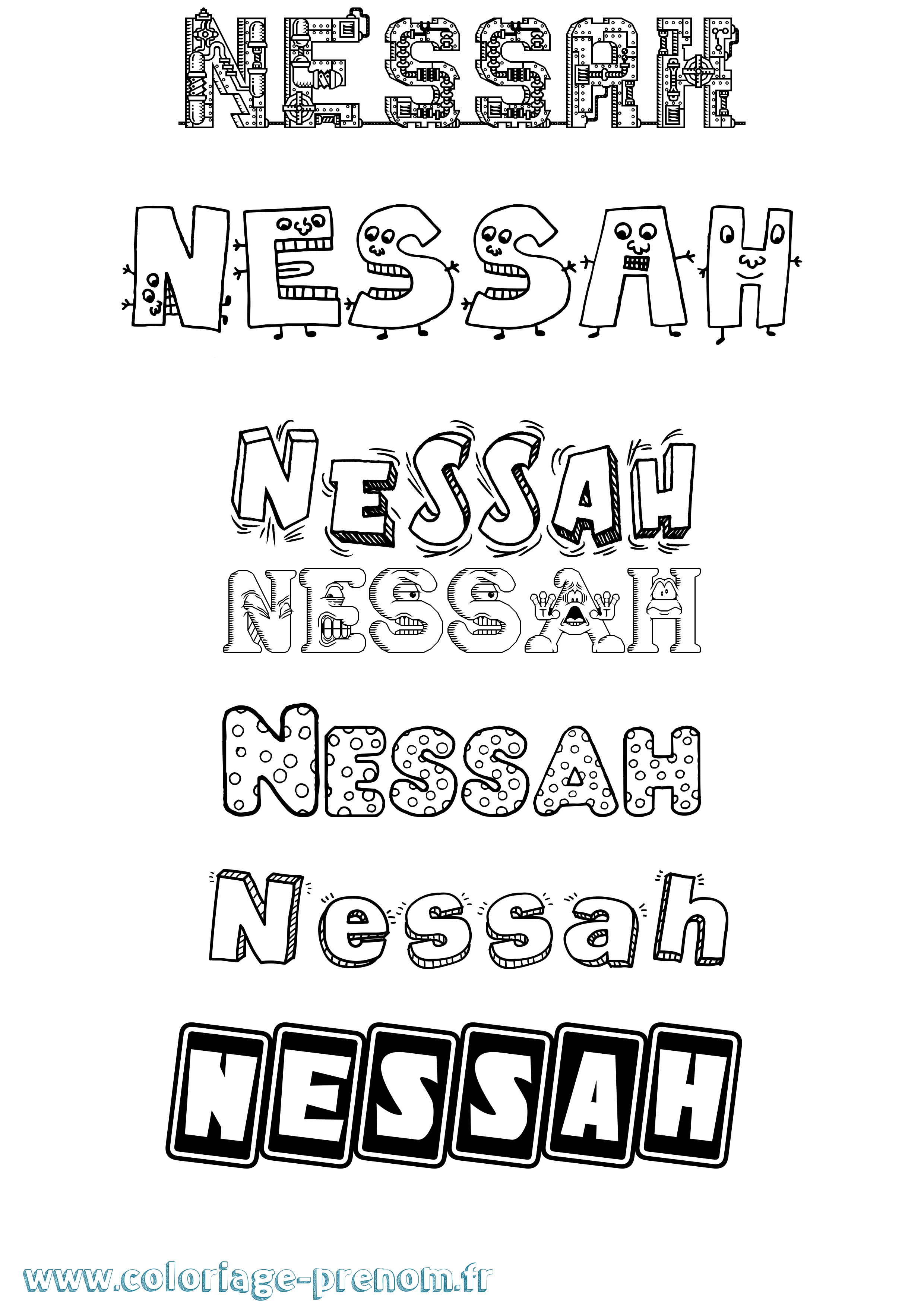 Coloriage Nessah Fun Coloriage prénom Nessah Fun
