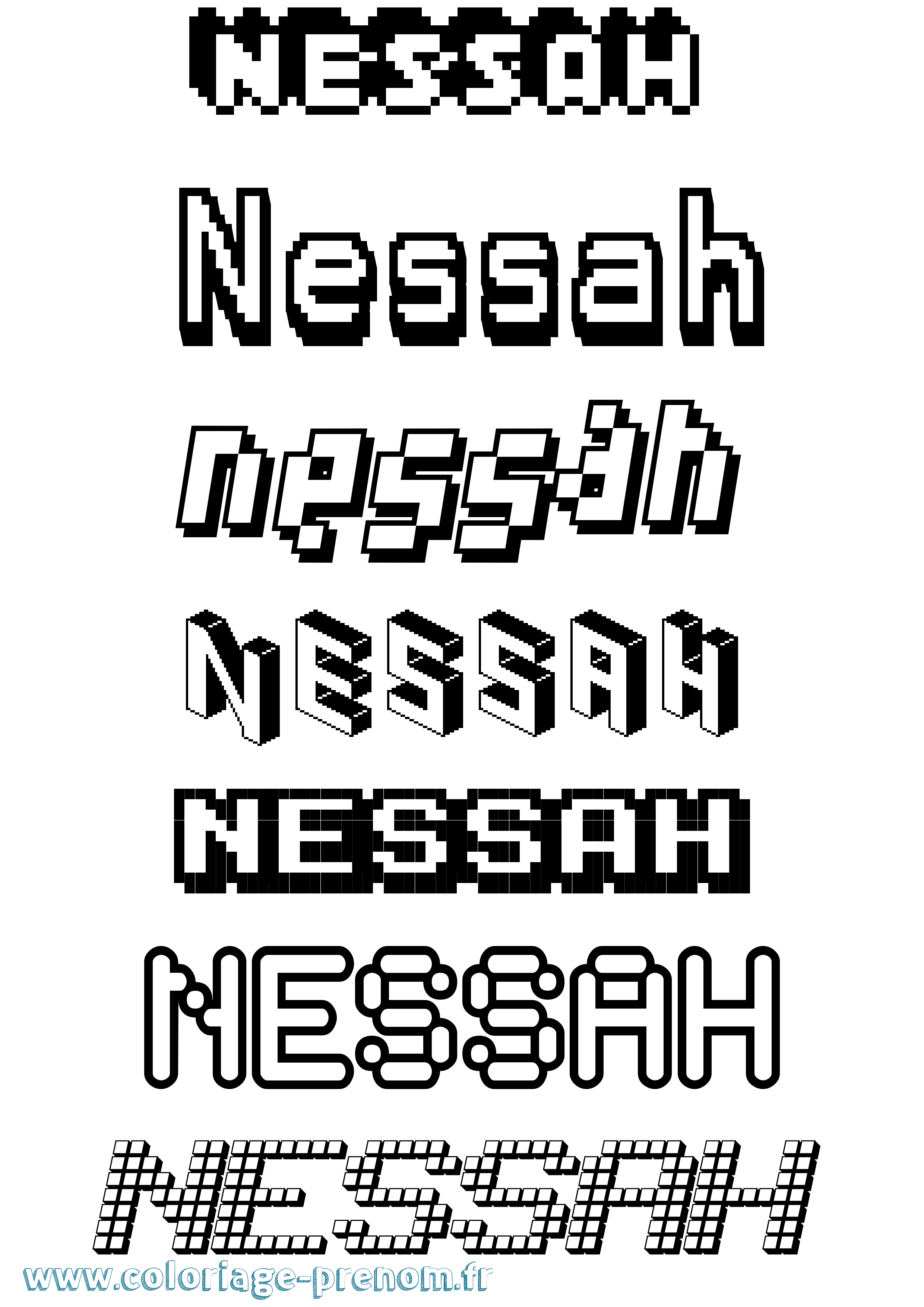 Coloriage Nessah Pixel Coloriage prénom Nessah Pixel