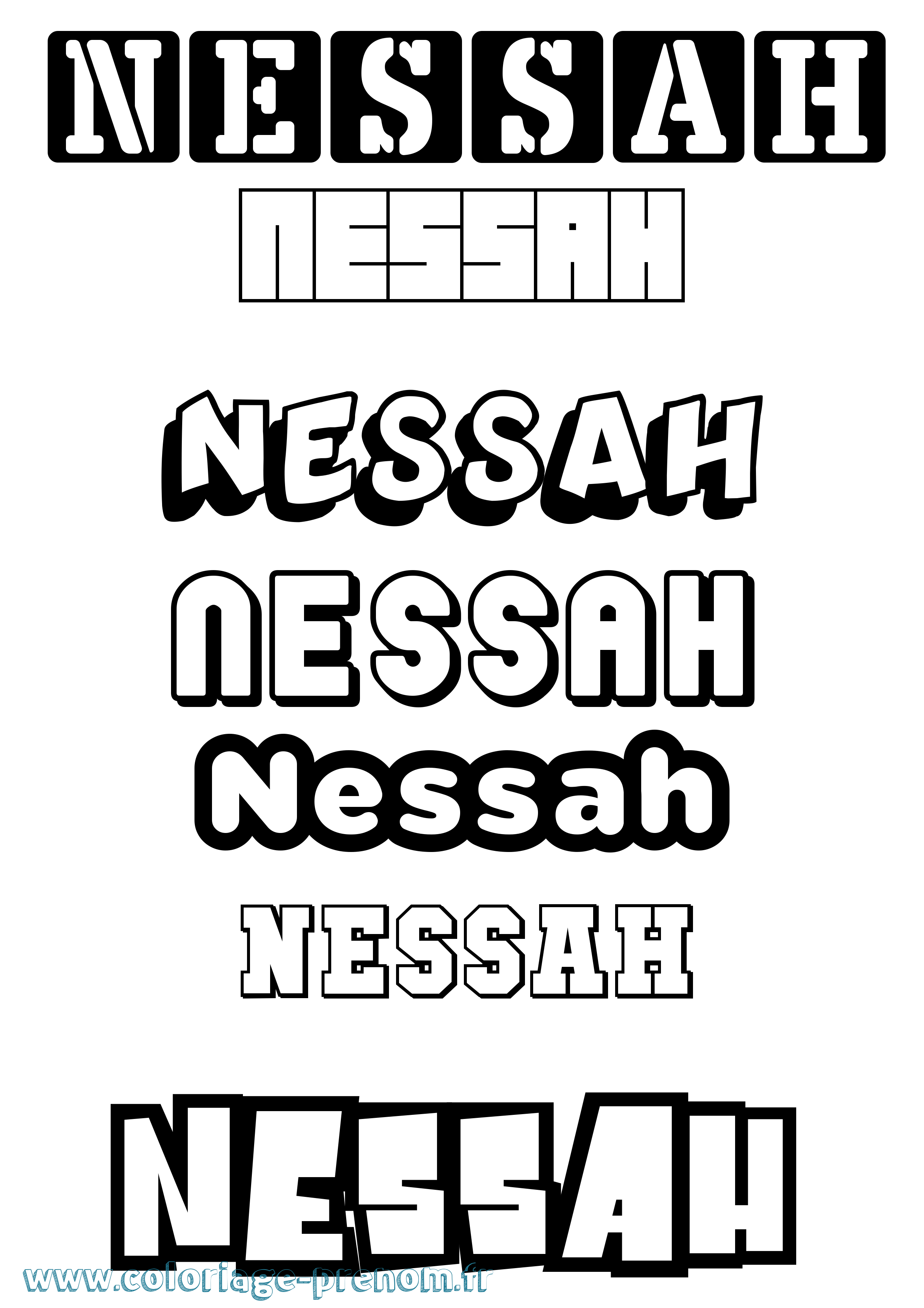 Coloriage Nessah Simple Coloriage prénom Nessah Simple