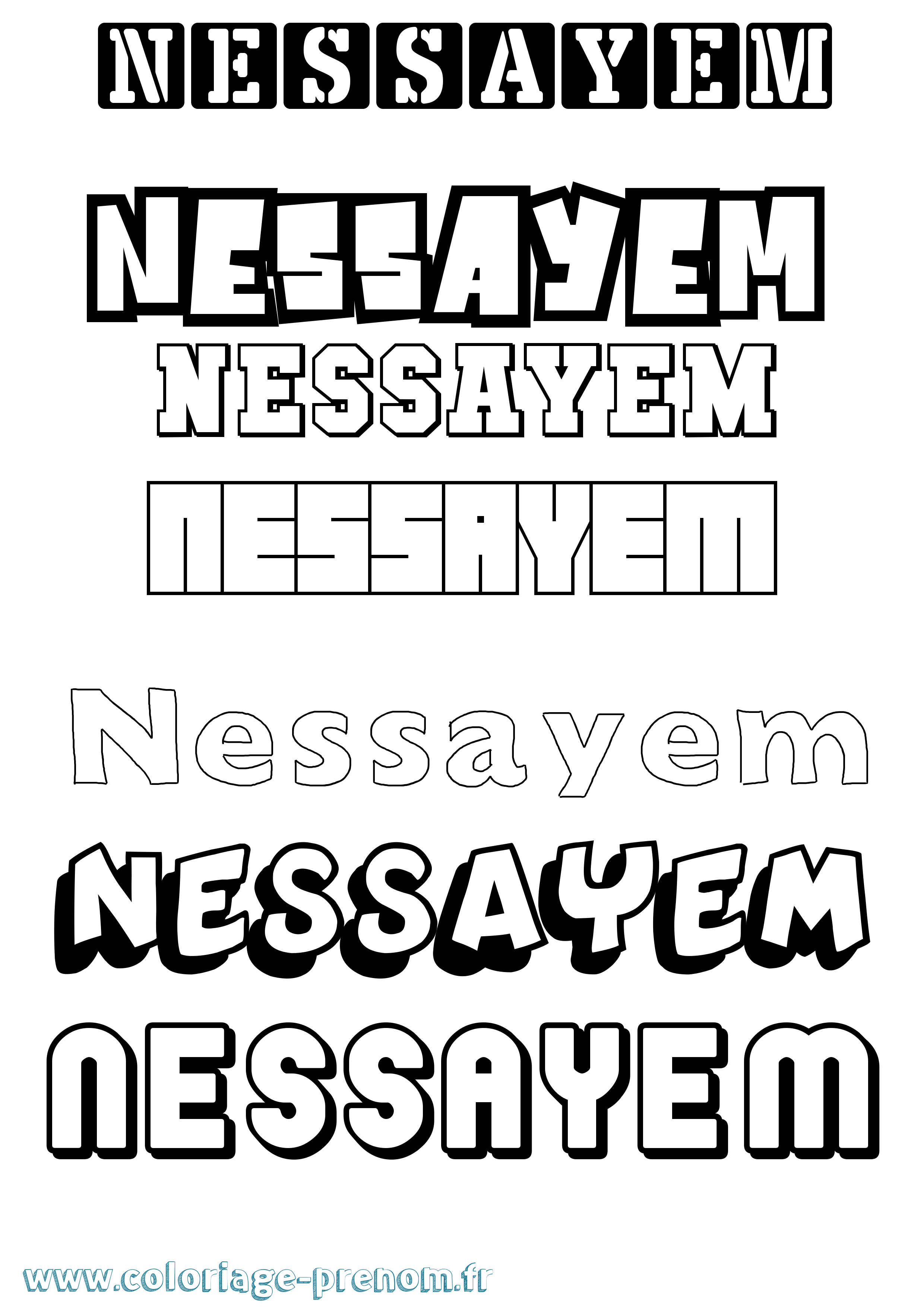 Coloriage Nessayem Simple Coloriage prénom Nessayem Simple