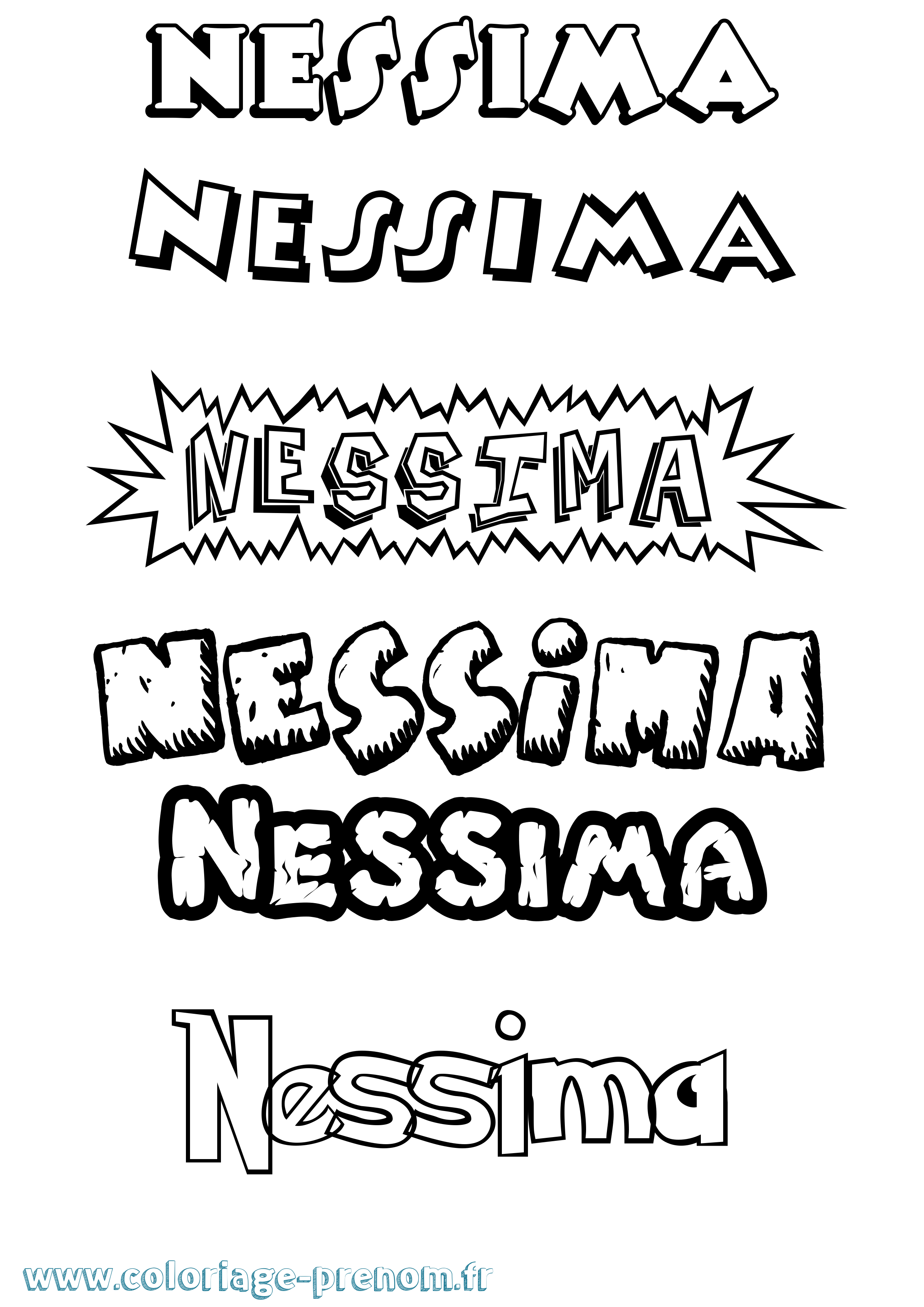 Coloriage Nessima Dessin Animé Coloriage prénom Nessima Dessin Animé