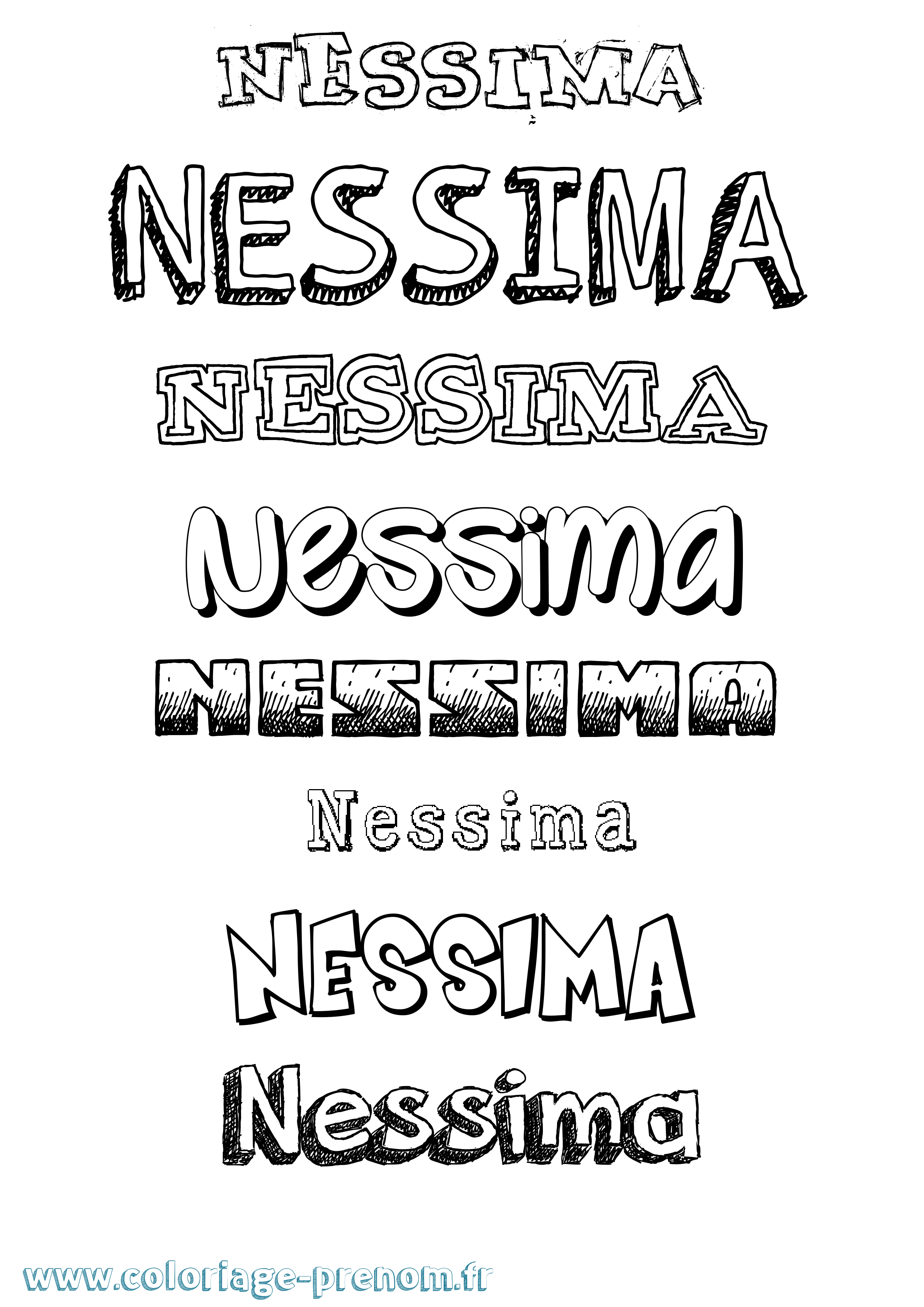 Coloriage Nessima Dessiné Coloriage prénom Nessima Dessiné