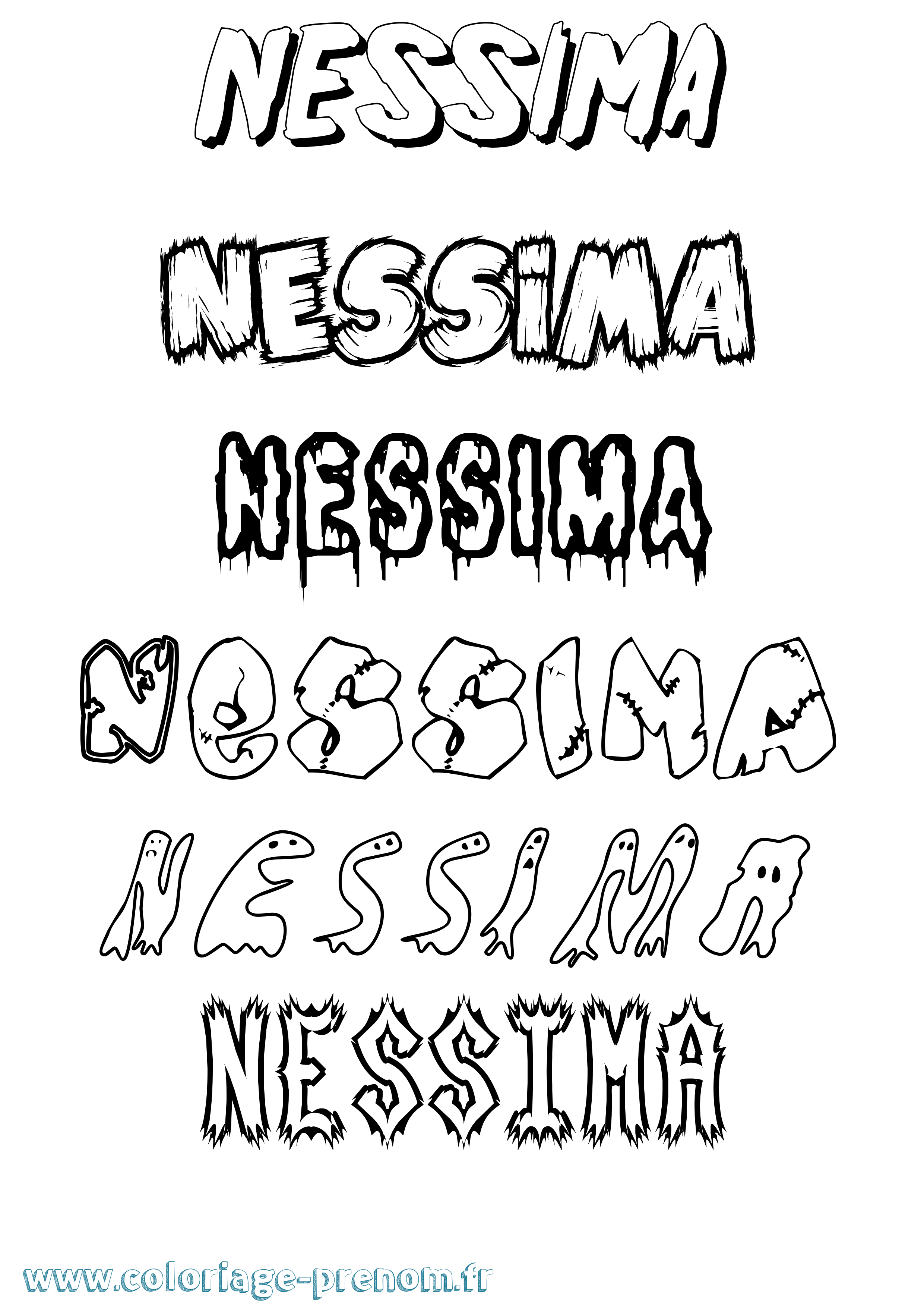 Coloriage Nessima Frisson Coloriage prénom Nessima Frisson