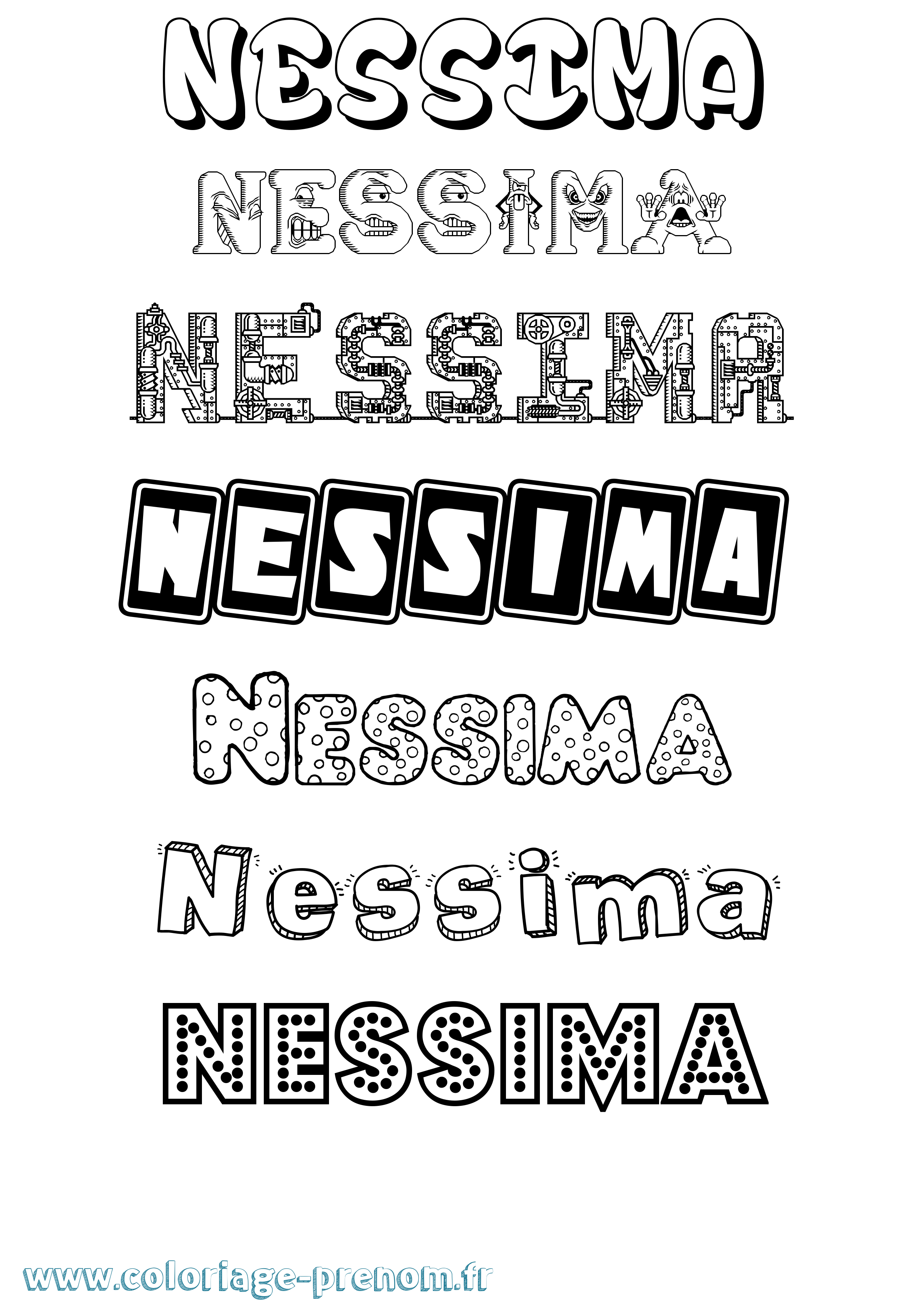 Coloriage Nessima Fun Coloriage prénom Nessima Fun