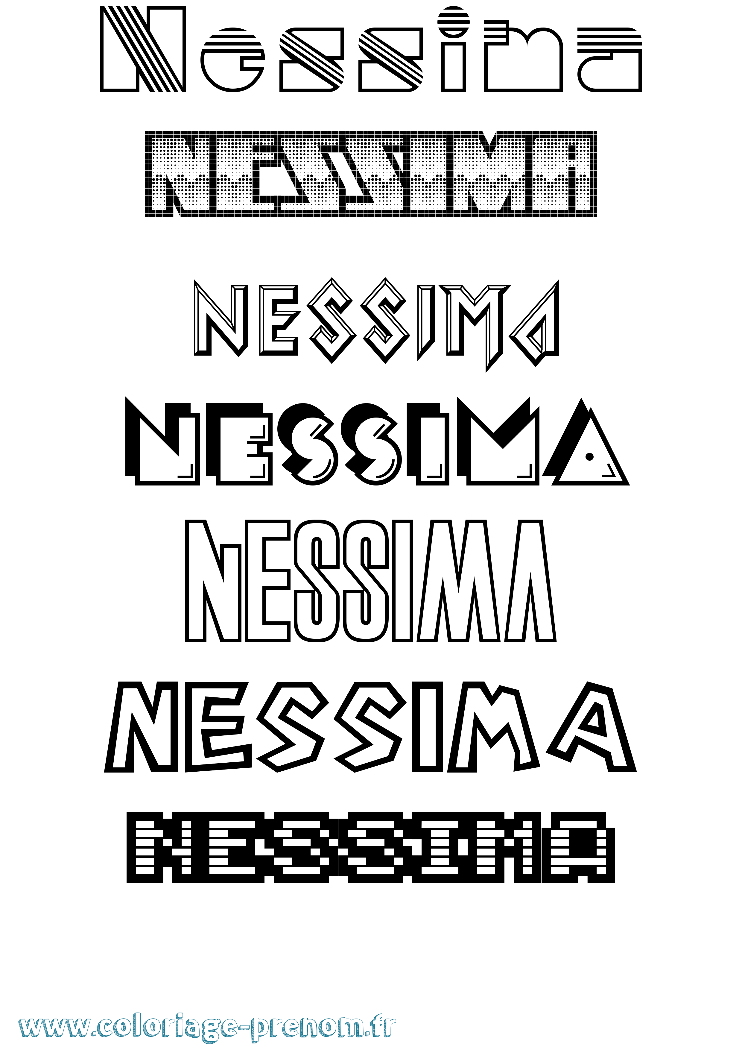 Coloriage Nessima Jeux Vidéos Coloriage prénom Nessima Jeux Vidéos