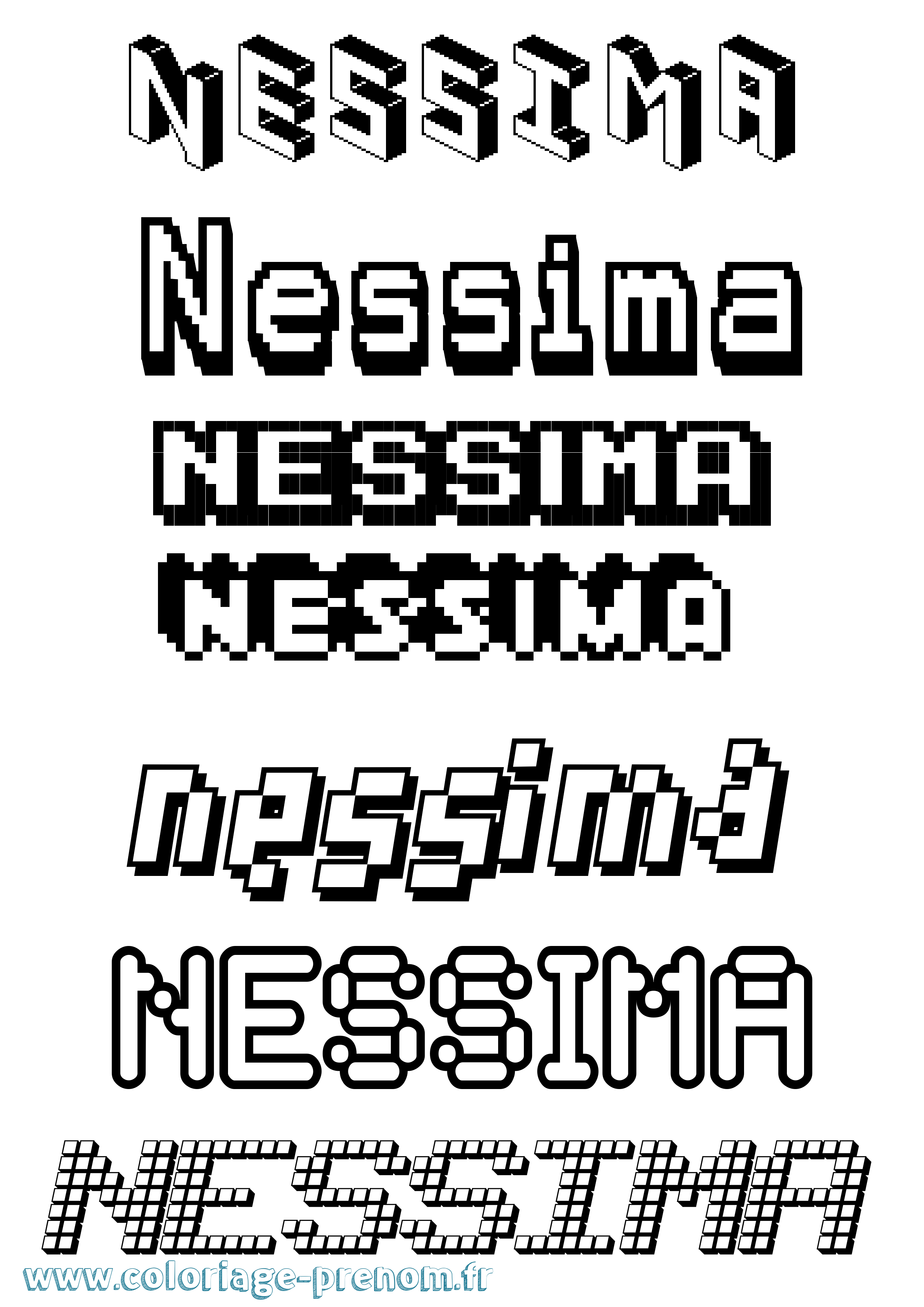 Coloriage Nessima Pixel Coloriage prénom Nessima Pixel