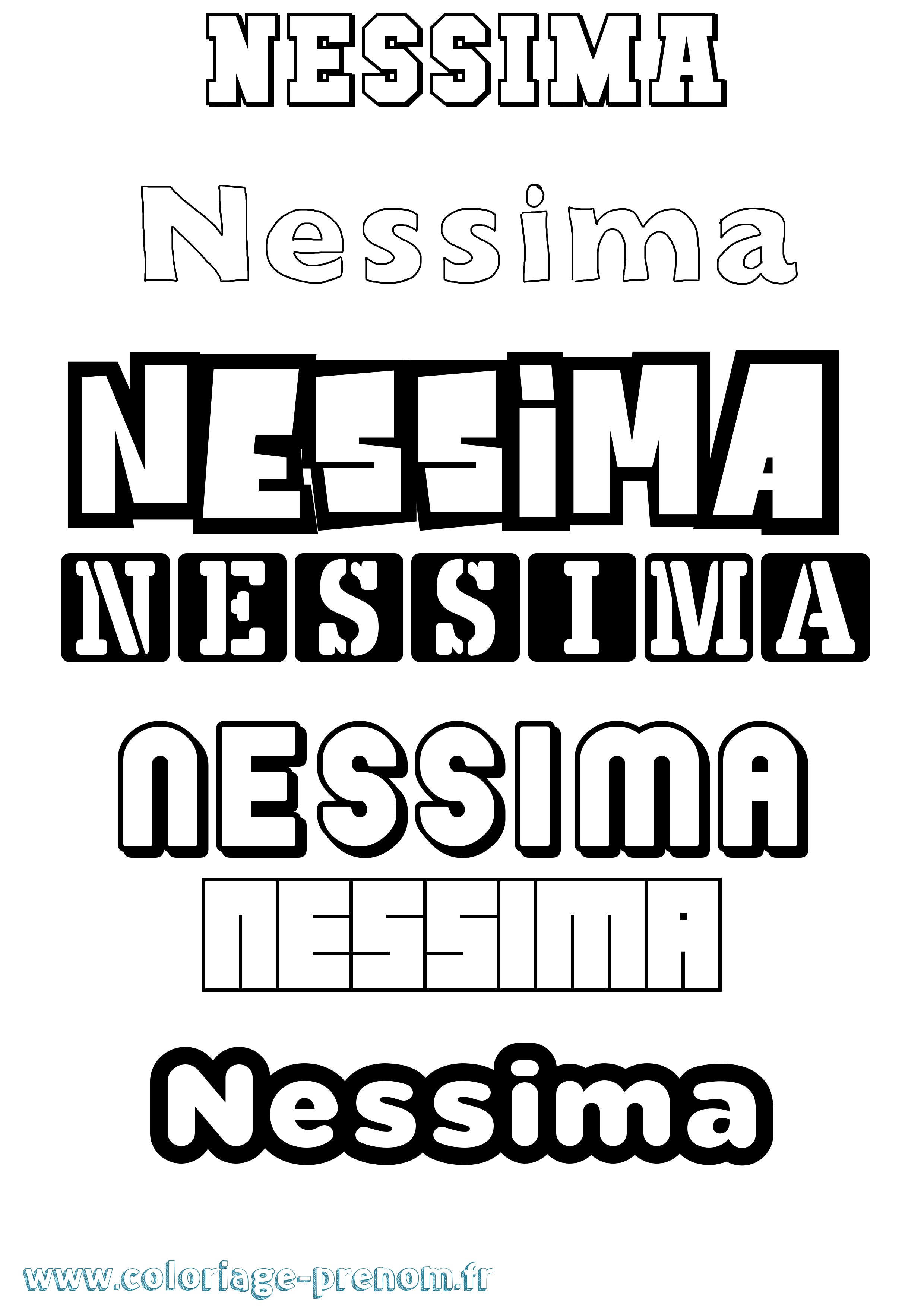 Coloriage Nessima Simple Coloriage prénom Nessima Simple