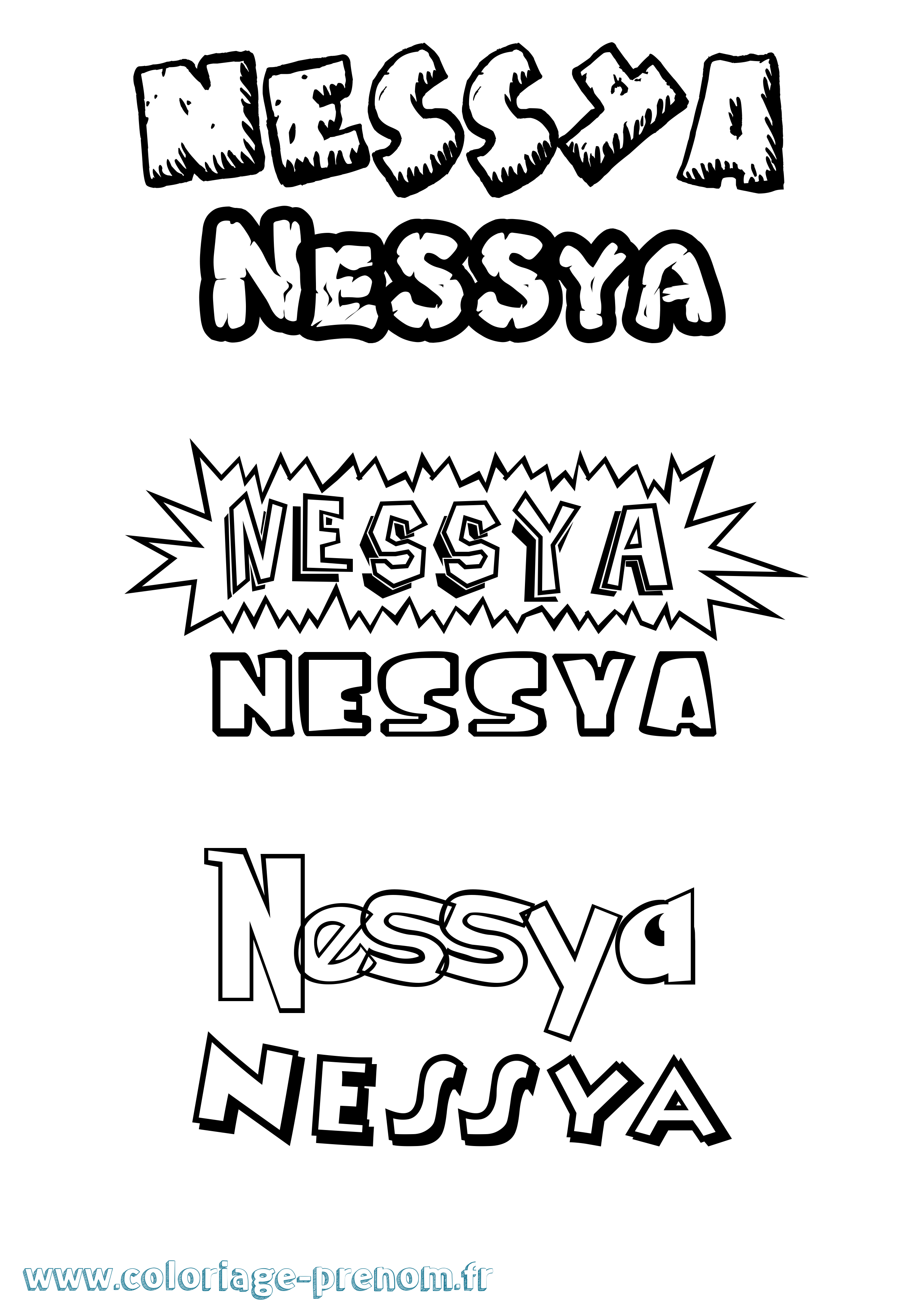 Coloriage Nessya Dessin Animé Coloriage prénom Nessya Dessin Animé