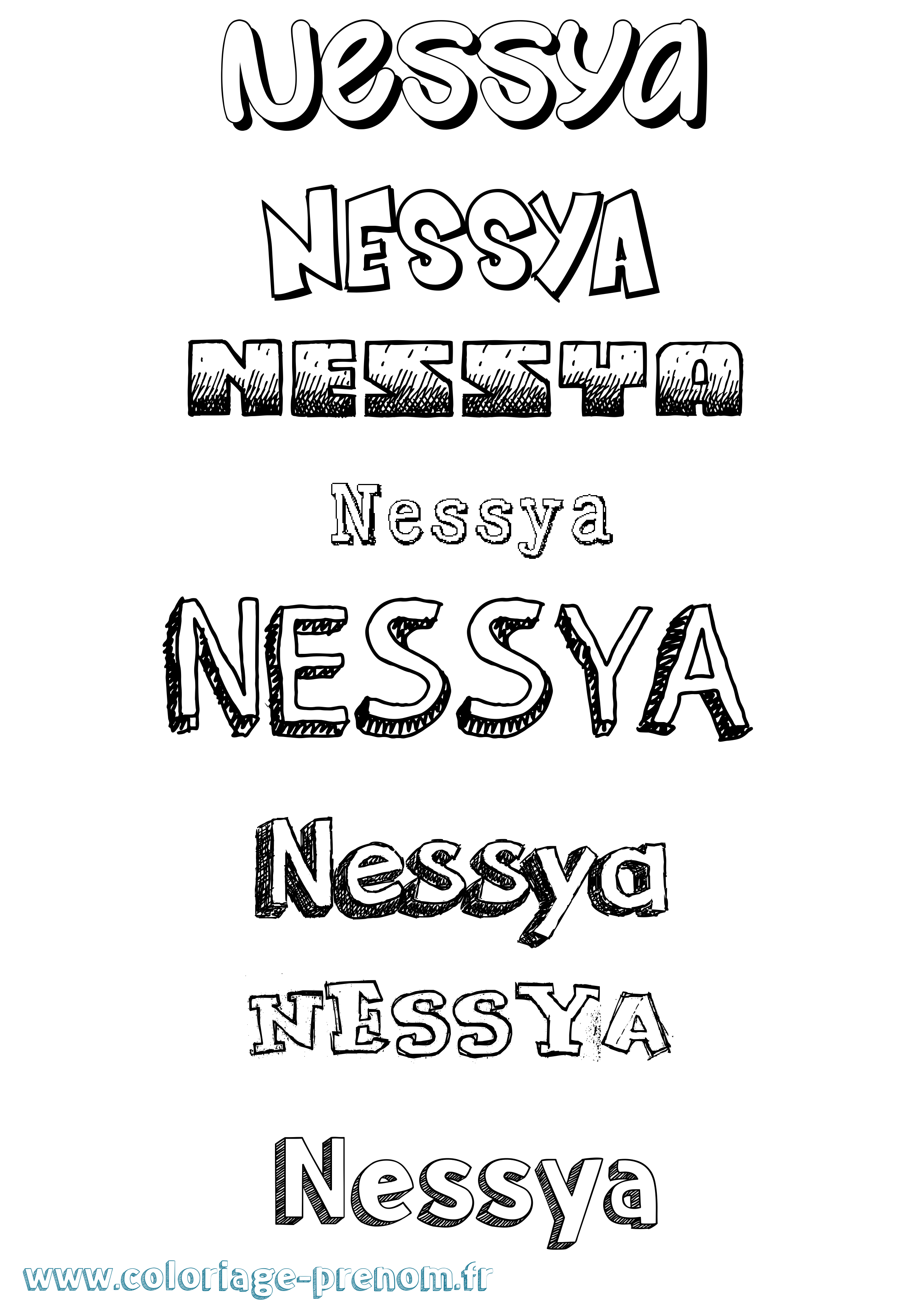 Coloriage Nessya Dessiné Coloriage prénom Nessya Dessiné