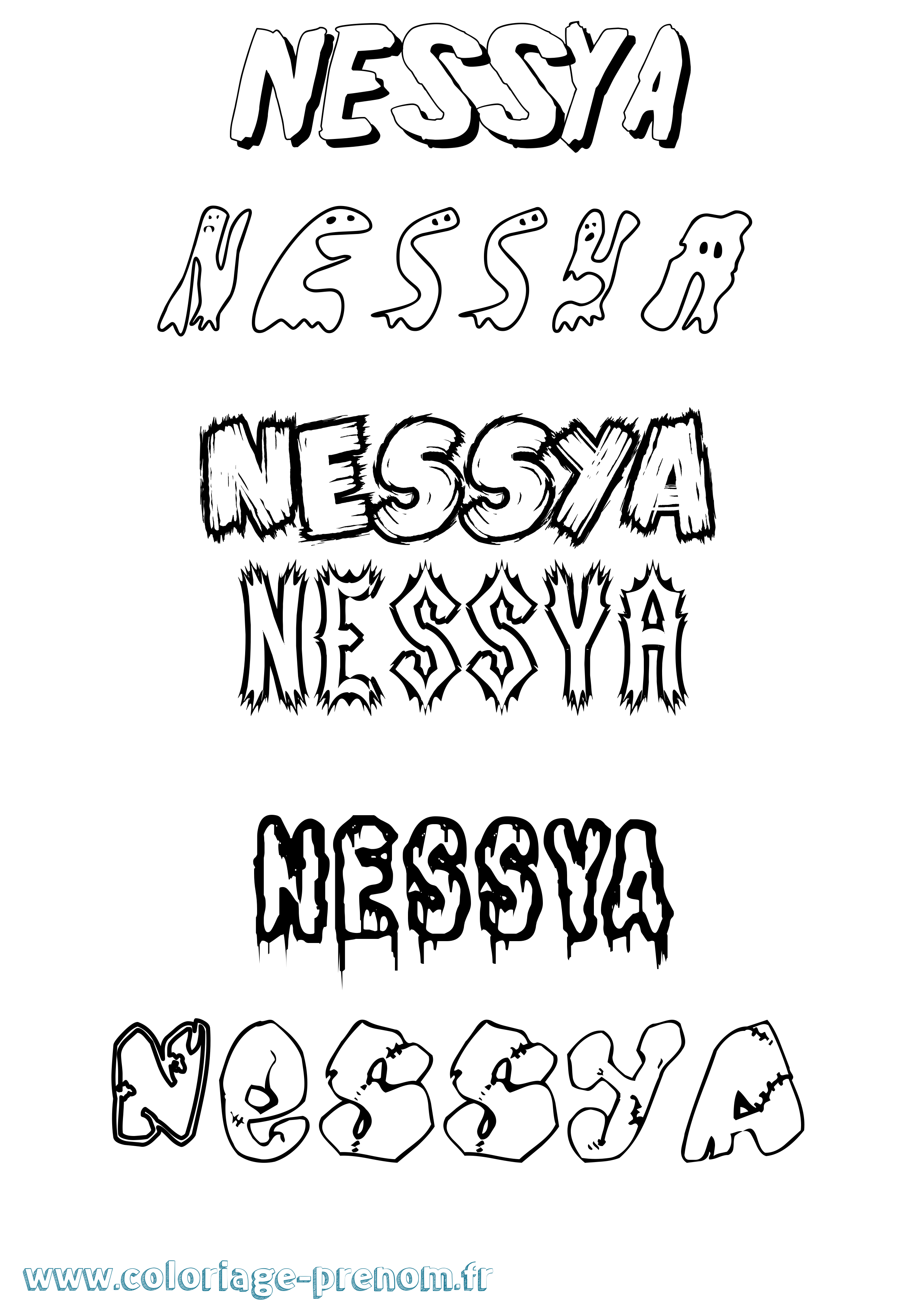 Coloriage Nessya Frisson Coloriage prénom Nessya Frisson