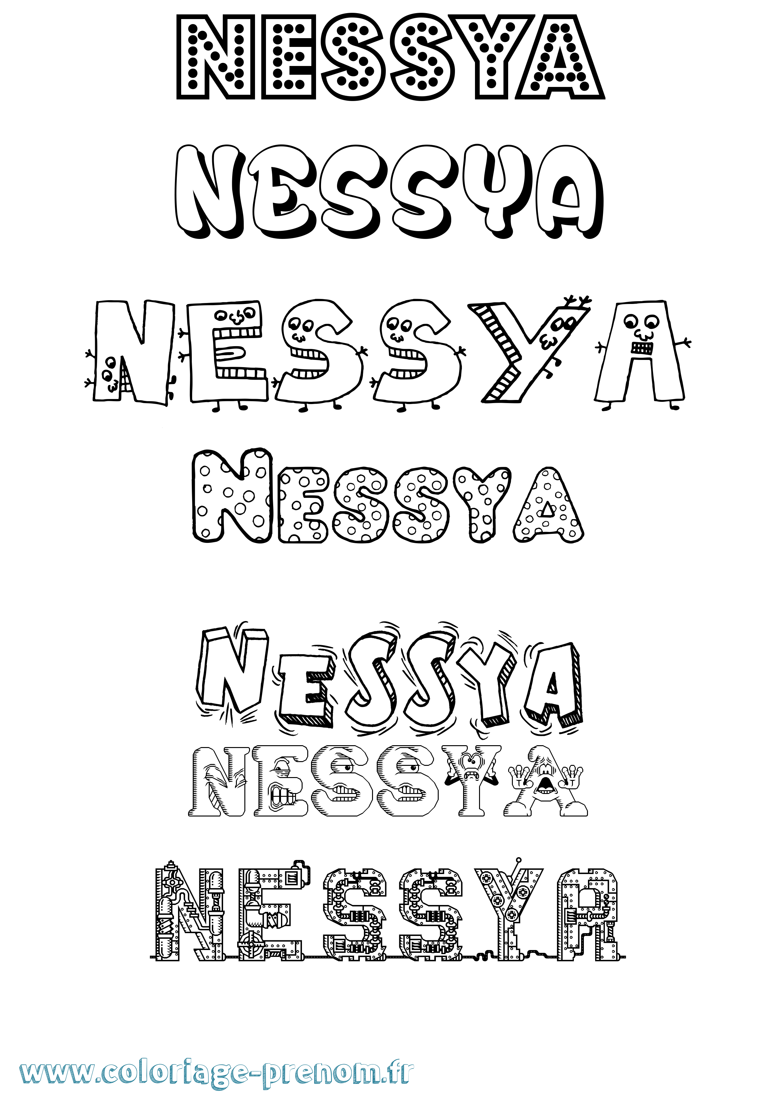 Coloriage Nessya Fun Coloriage prénom Nessya Fun