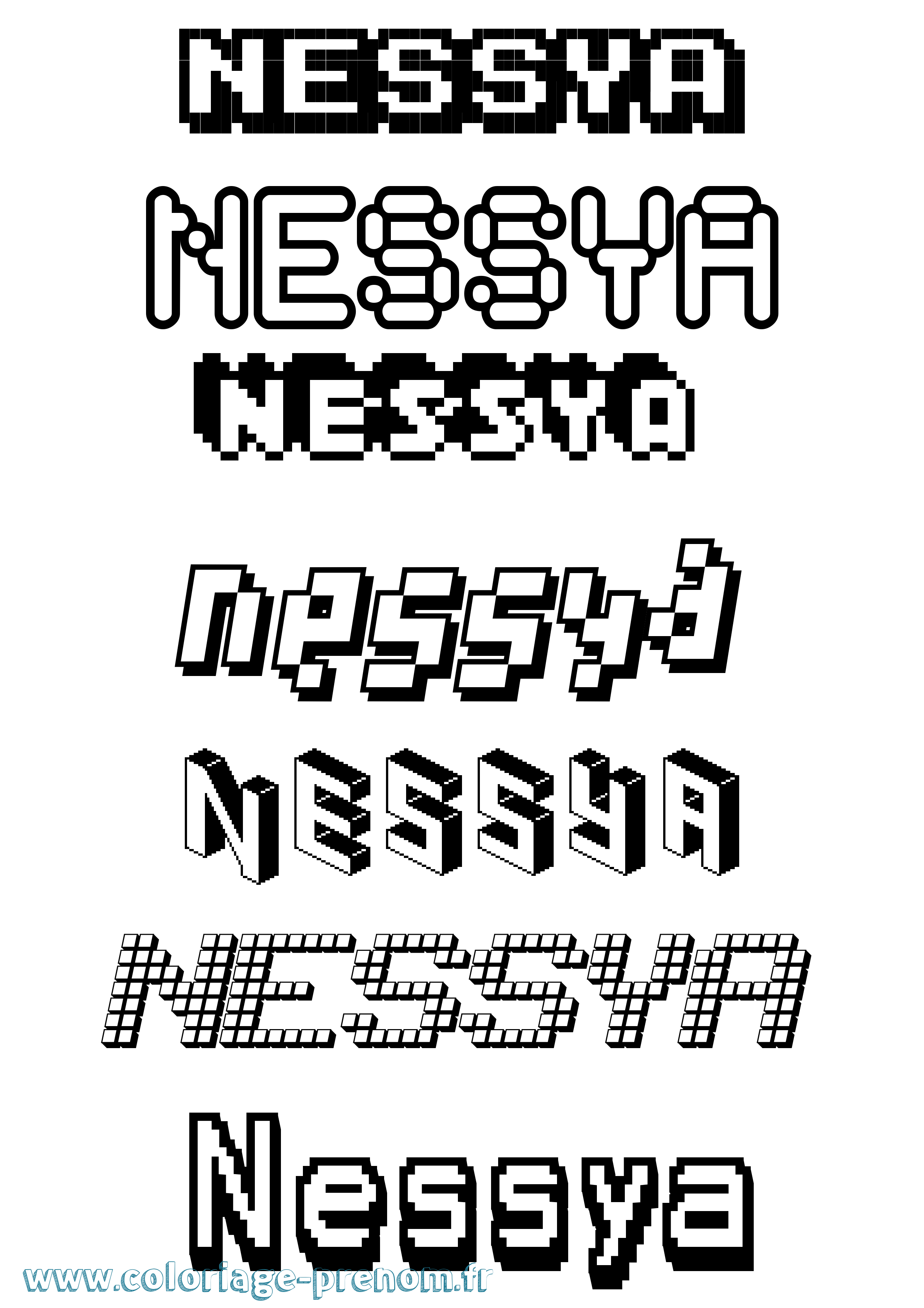 Coloriage Nessya Pixel Coloriage prénom Nessya Pixel