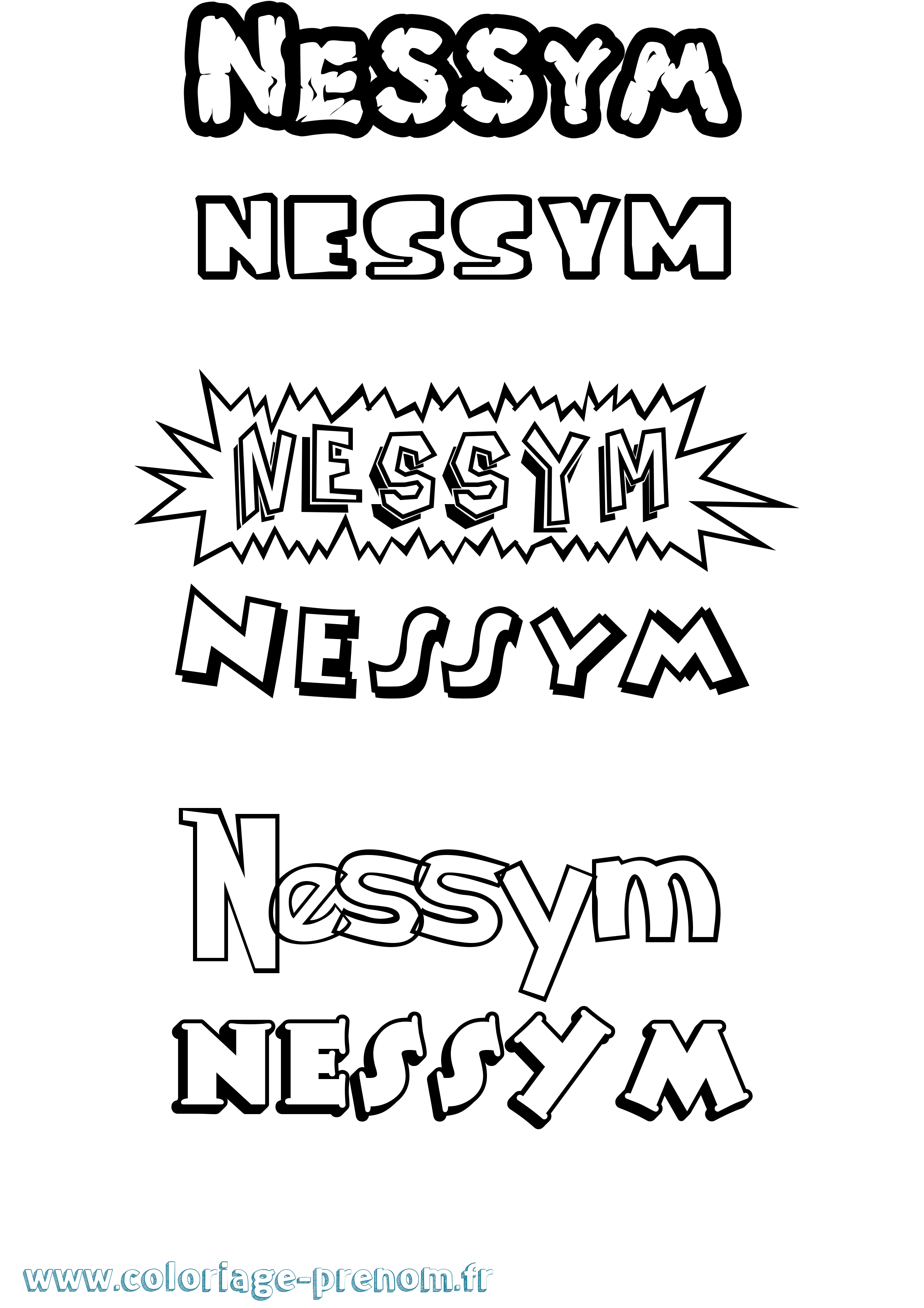 Coloriage Nessym Dessin Animé Coloriage prénom Nessym Dessin Animé