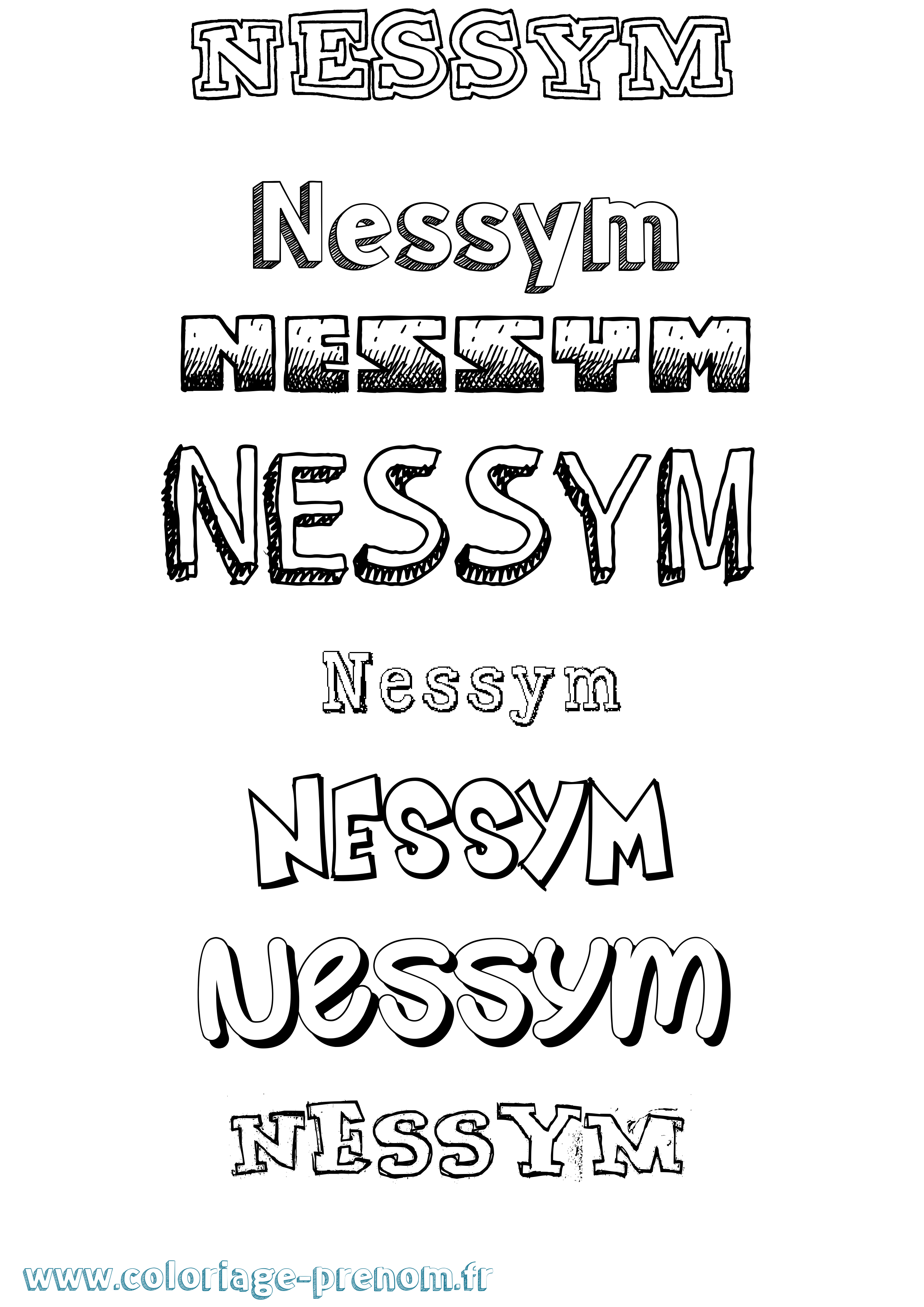 Coloriage Nessym Dessiné Coloriage prénom Nessym Dessiné