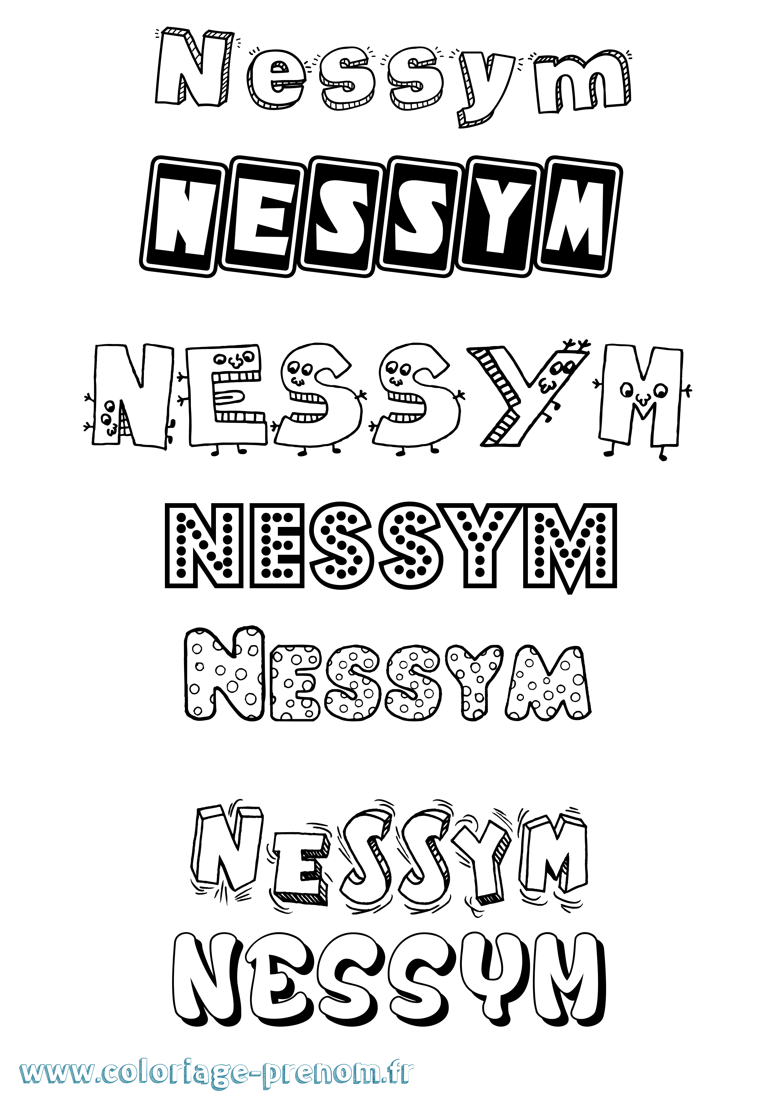 Coloriage Nessym Fun Coloriage prénom Nessym Fun