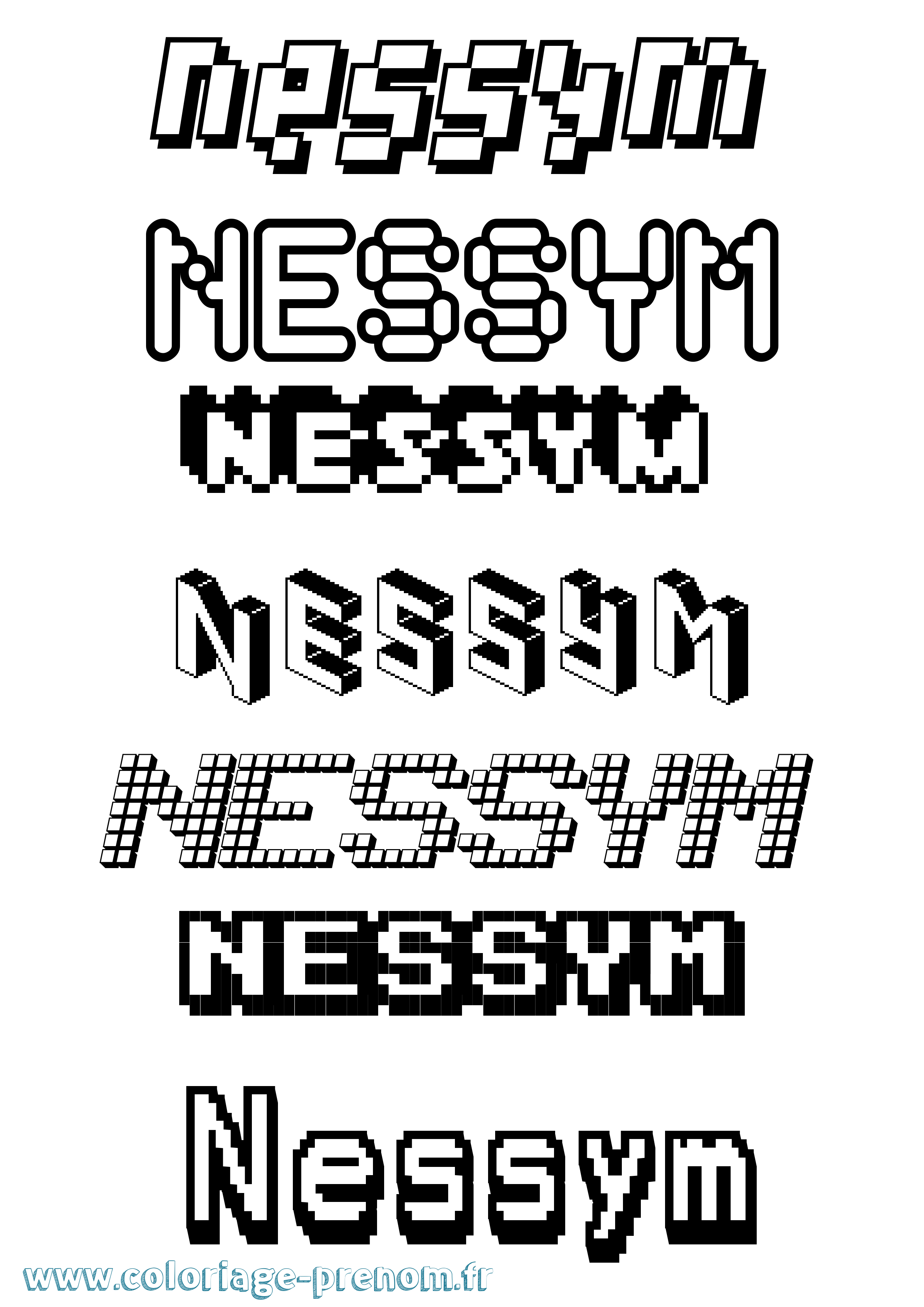 Coloriage Nessym Pixel Coloriage prénom Nessym Pixel