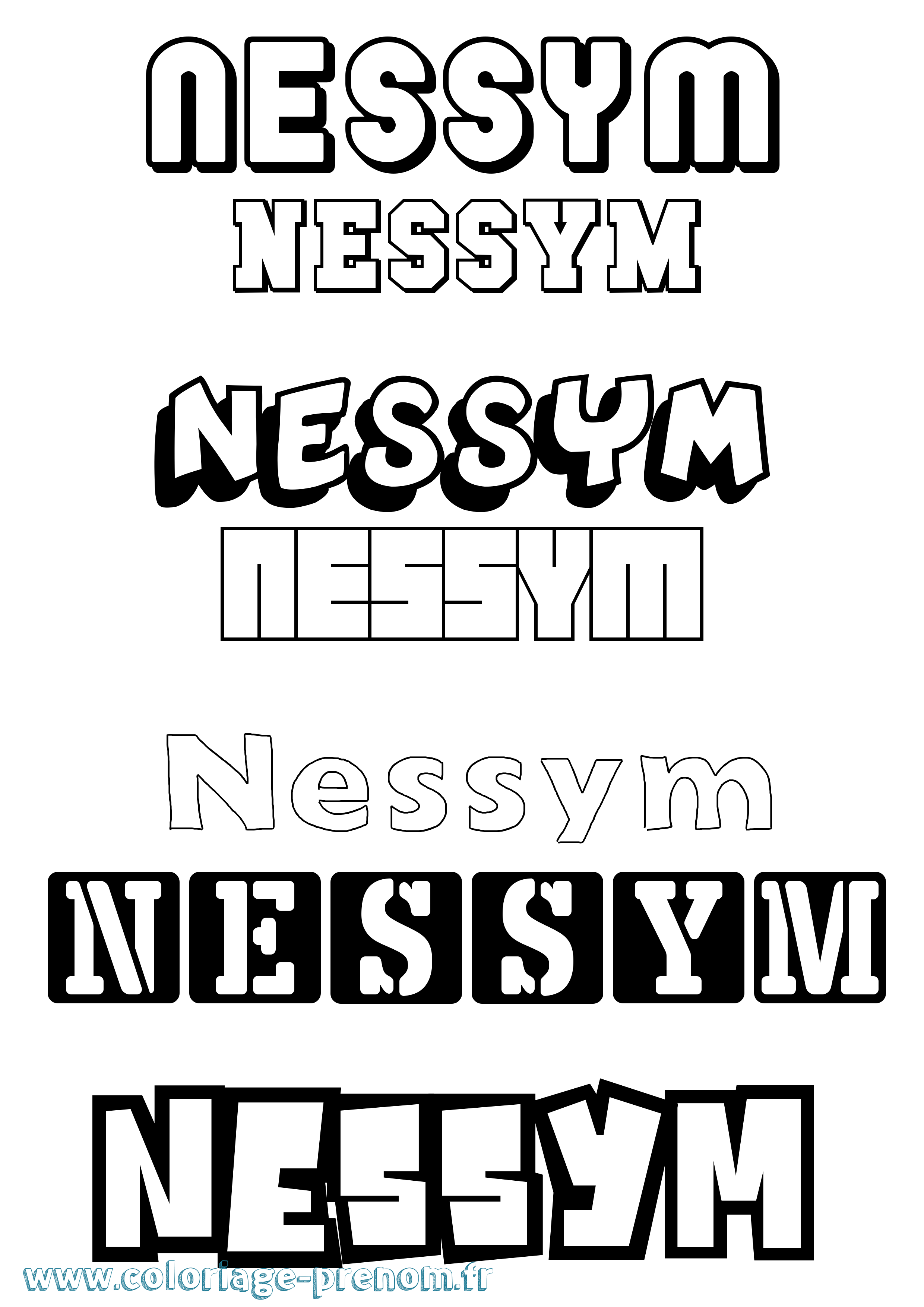 Coloriage Nessym Simple Coloriage prénom Nessym Simple