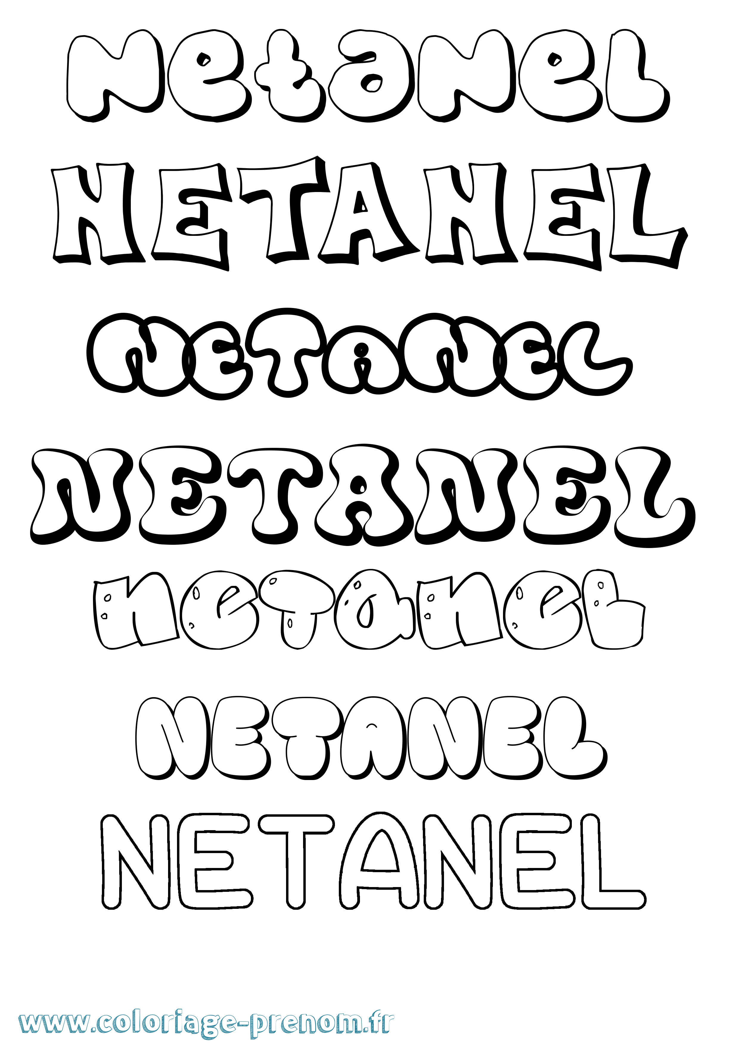 Coloriage Netanel Bubble Coloriage prénom Netanel Bubble