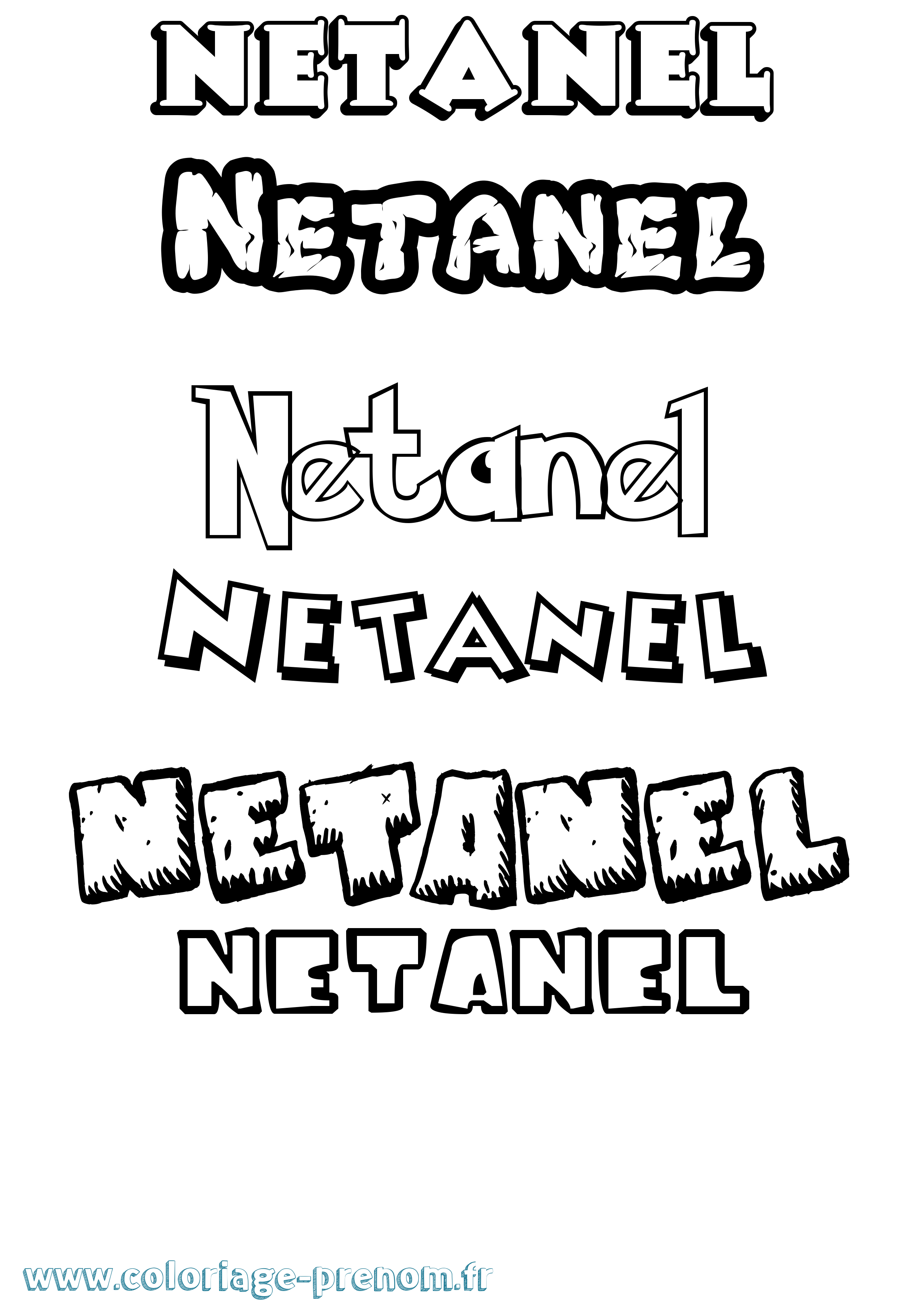 Coloriage Netanel Dessin Animé Coloriage prénom Netanel Dessin Animé