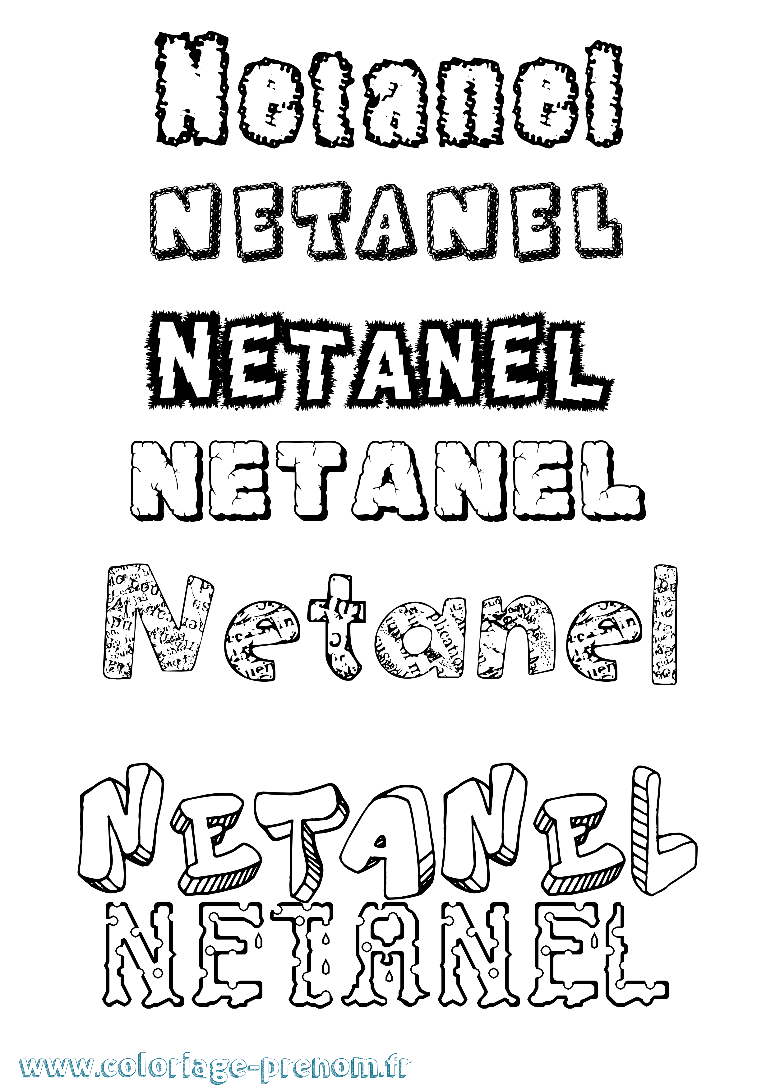 Coloriage Netanel Destructuré Coloriage prénom Netanel Destructuré