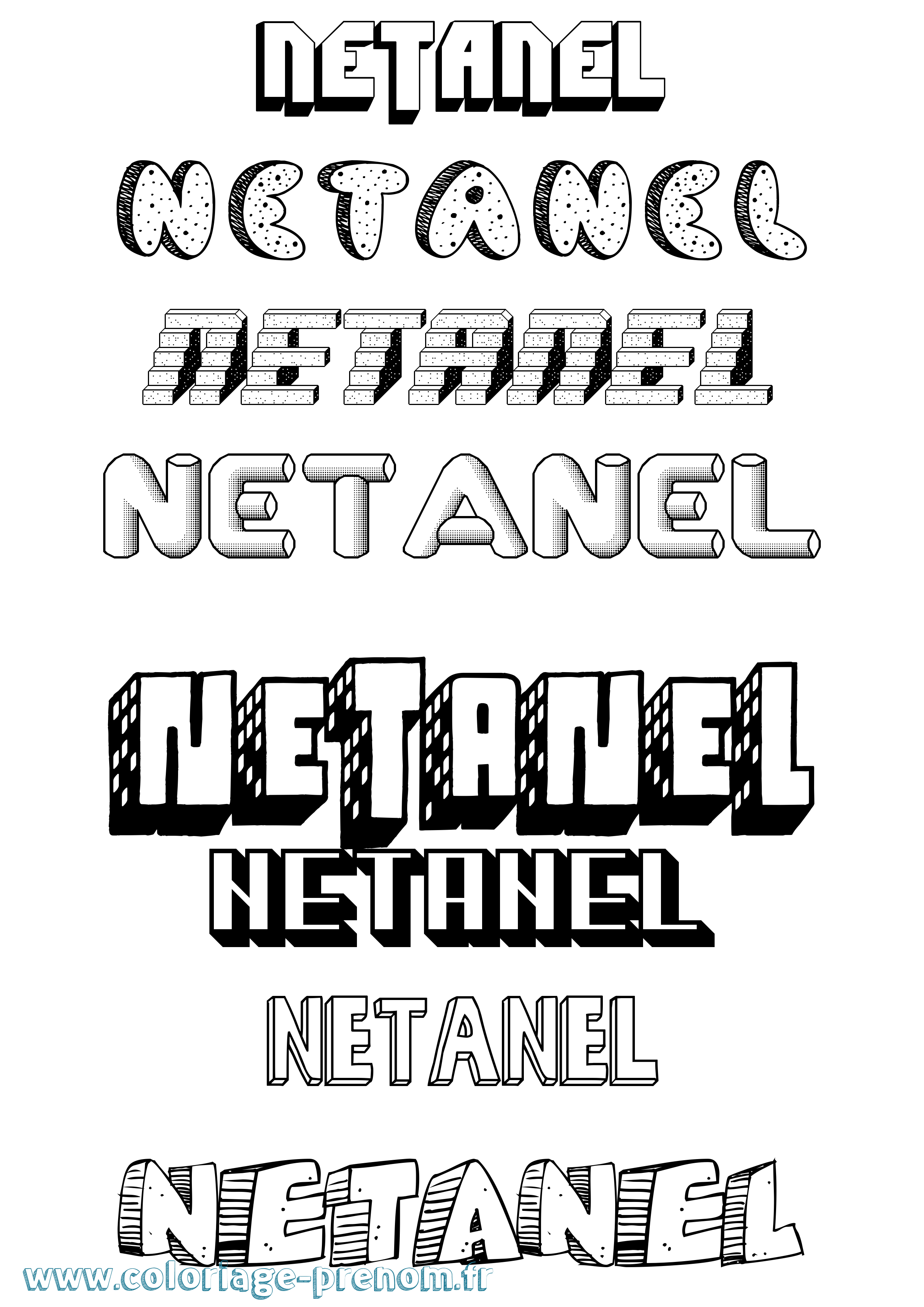 Coloriage Netanel Effet 3D Coloriage prénom Netanel Effet 3D