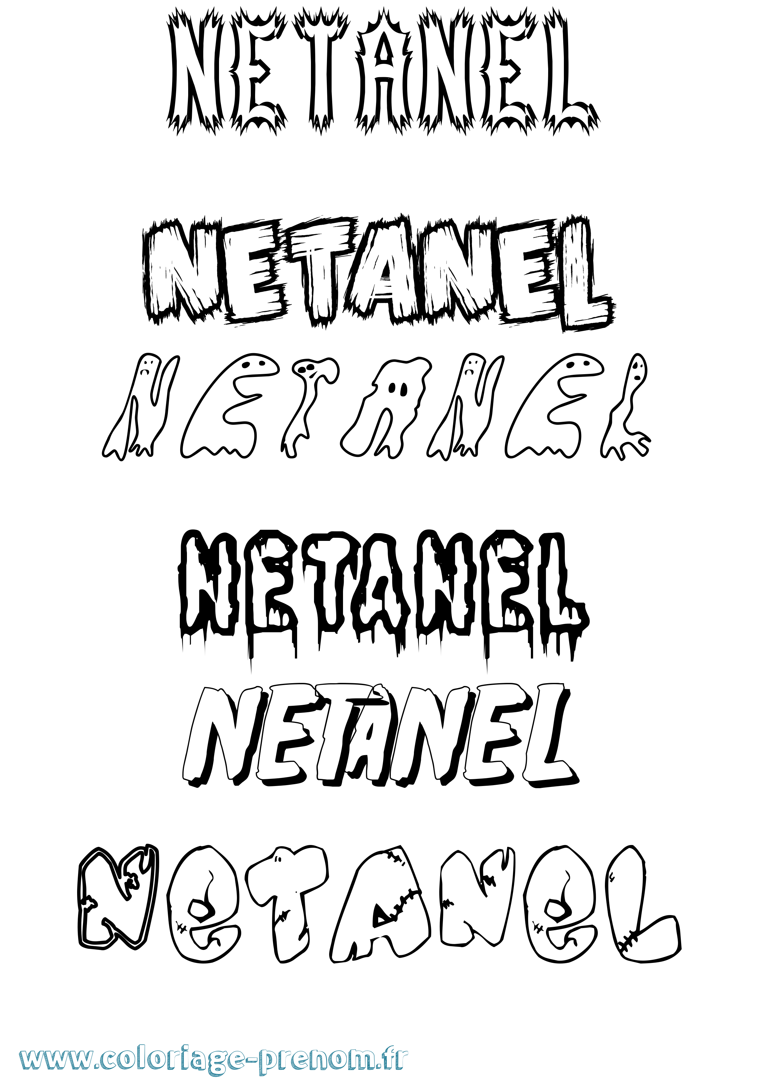 Coloriage Netanel Frisson Coloriage prénom Netanel Frisson