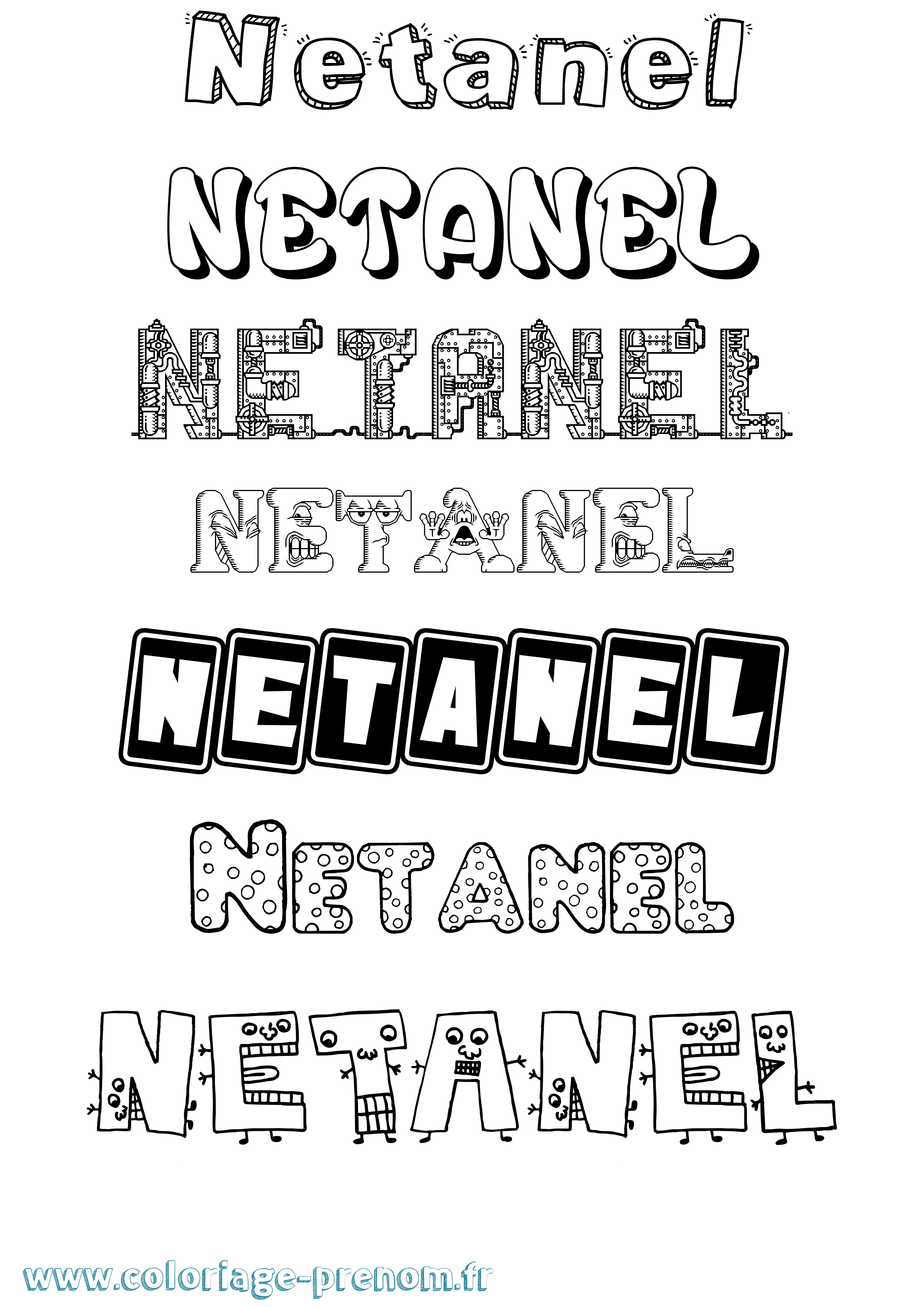 Coloriage Netanel Fun Coloriage prénom Netanel Fun