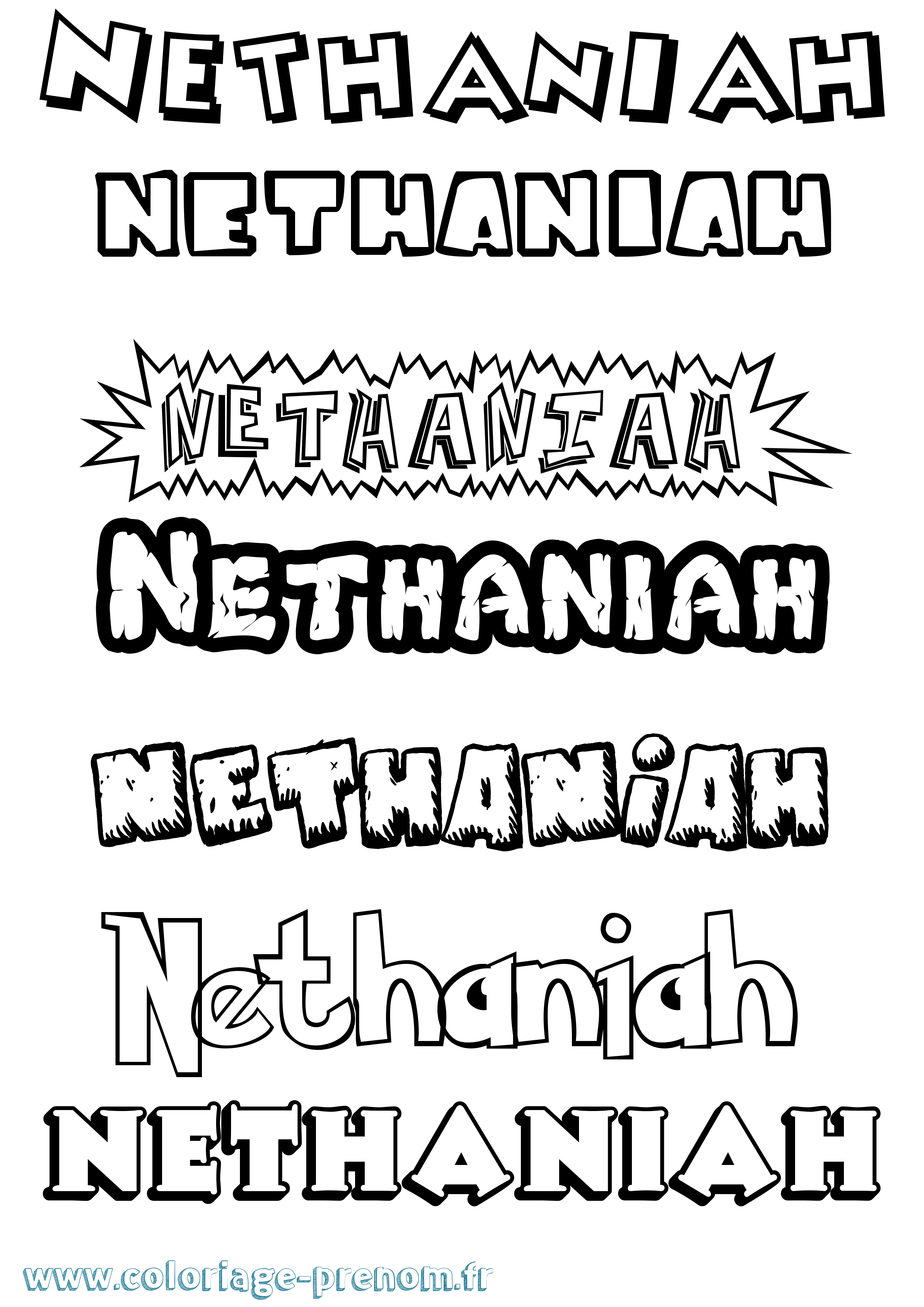Coloriage Nethaniah Dessin Animé Coloriage prénom Nethaniah Dessin Animé