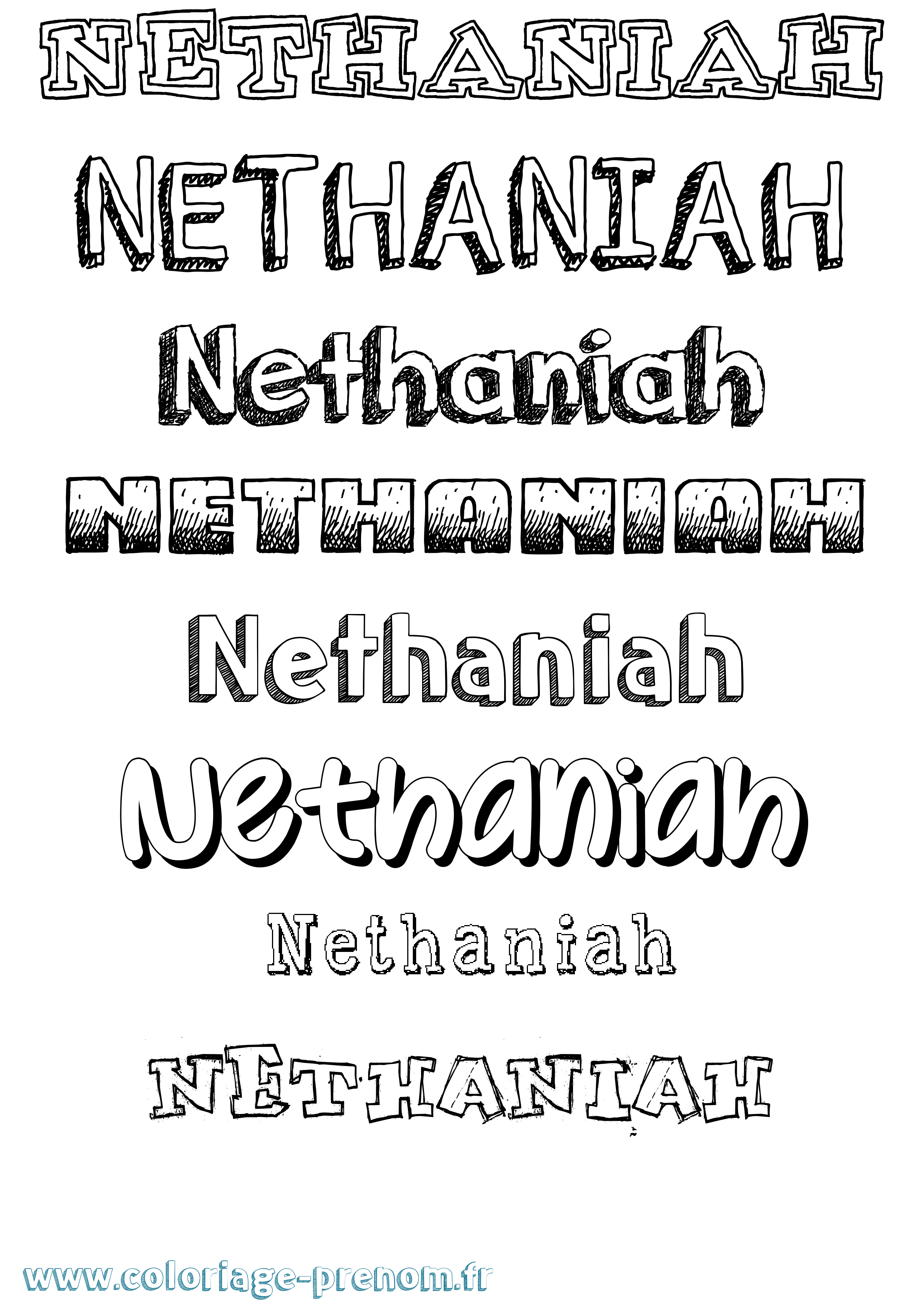 Coloriage Nethaniah Dessiné Coloriage prénom Nethaniah Dessiné