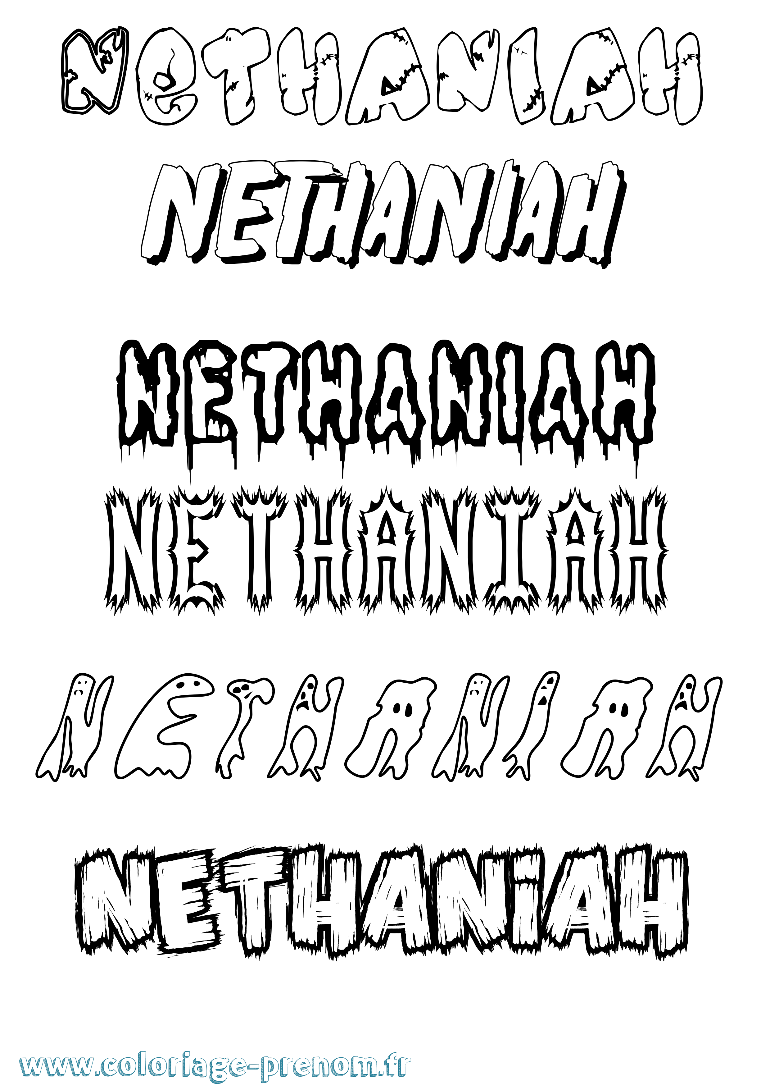 Coloriage Nethaniah Frisson Coloriage prénom Nethaniah Frisson
