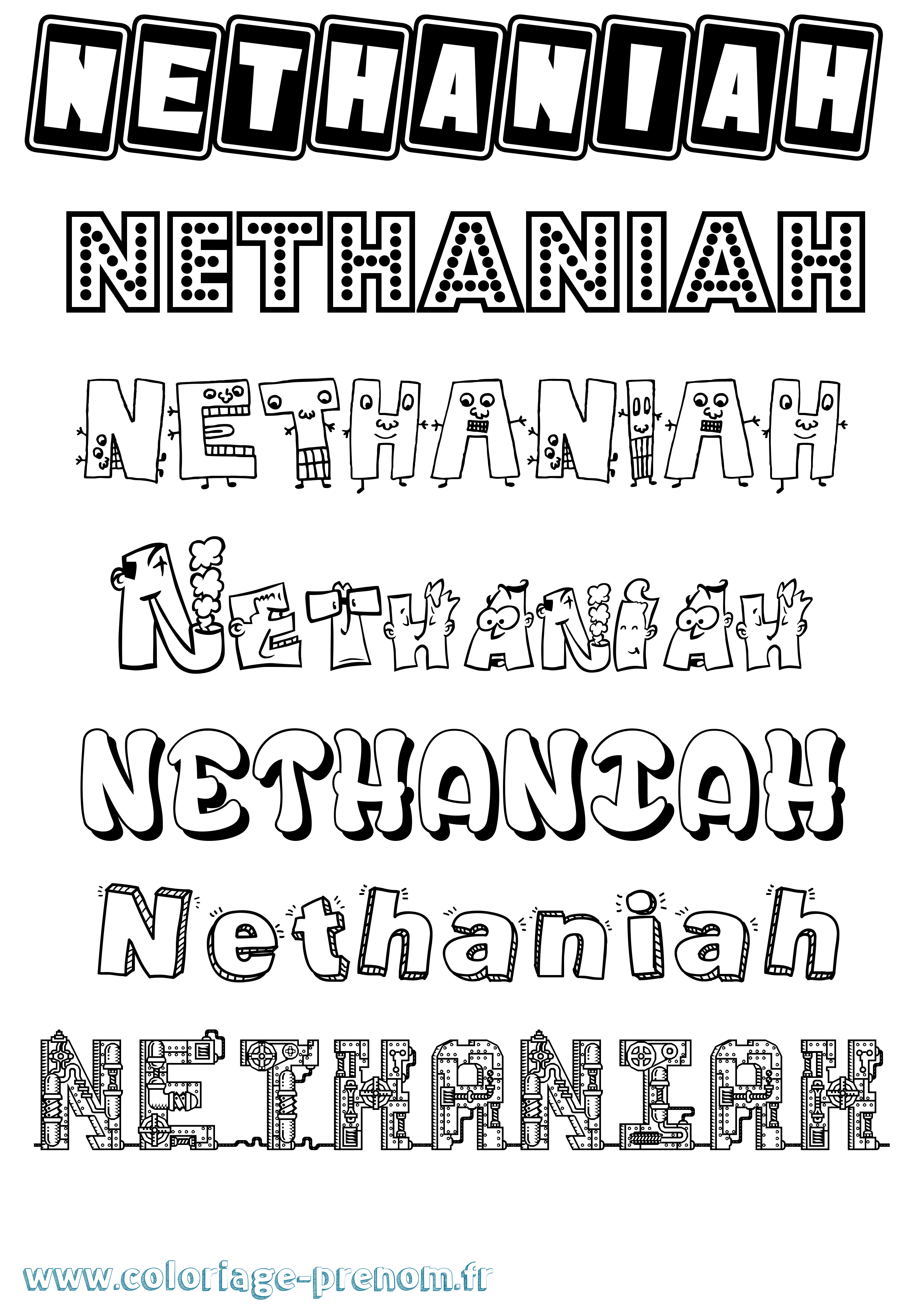 Coloriage Nethaniah Fun Coloriage prénom Nethaniah Fun