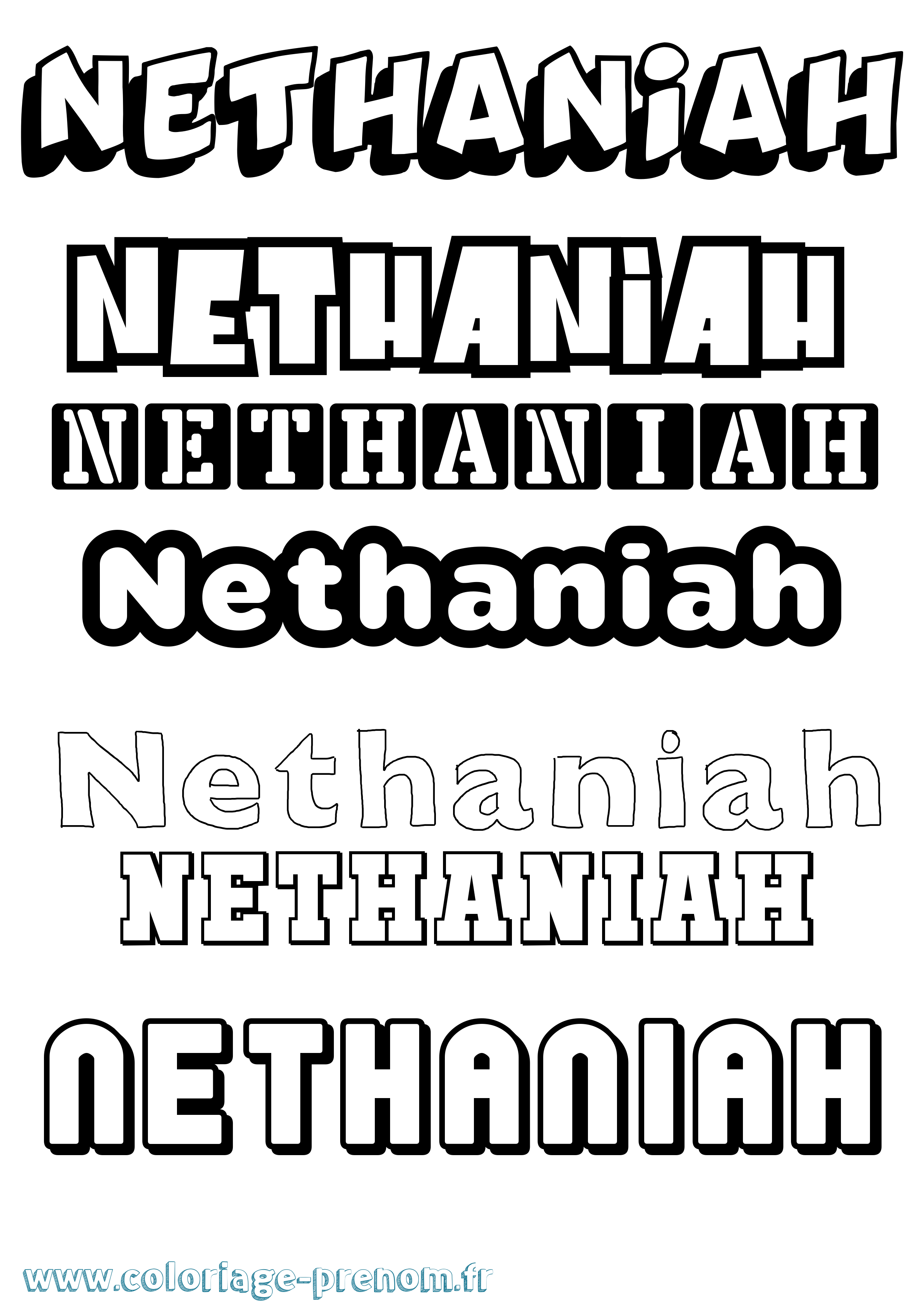 Coloriage Nethaniah Simple Coloriage prénom Nethaniah Simple