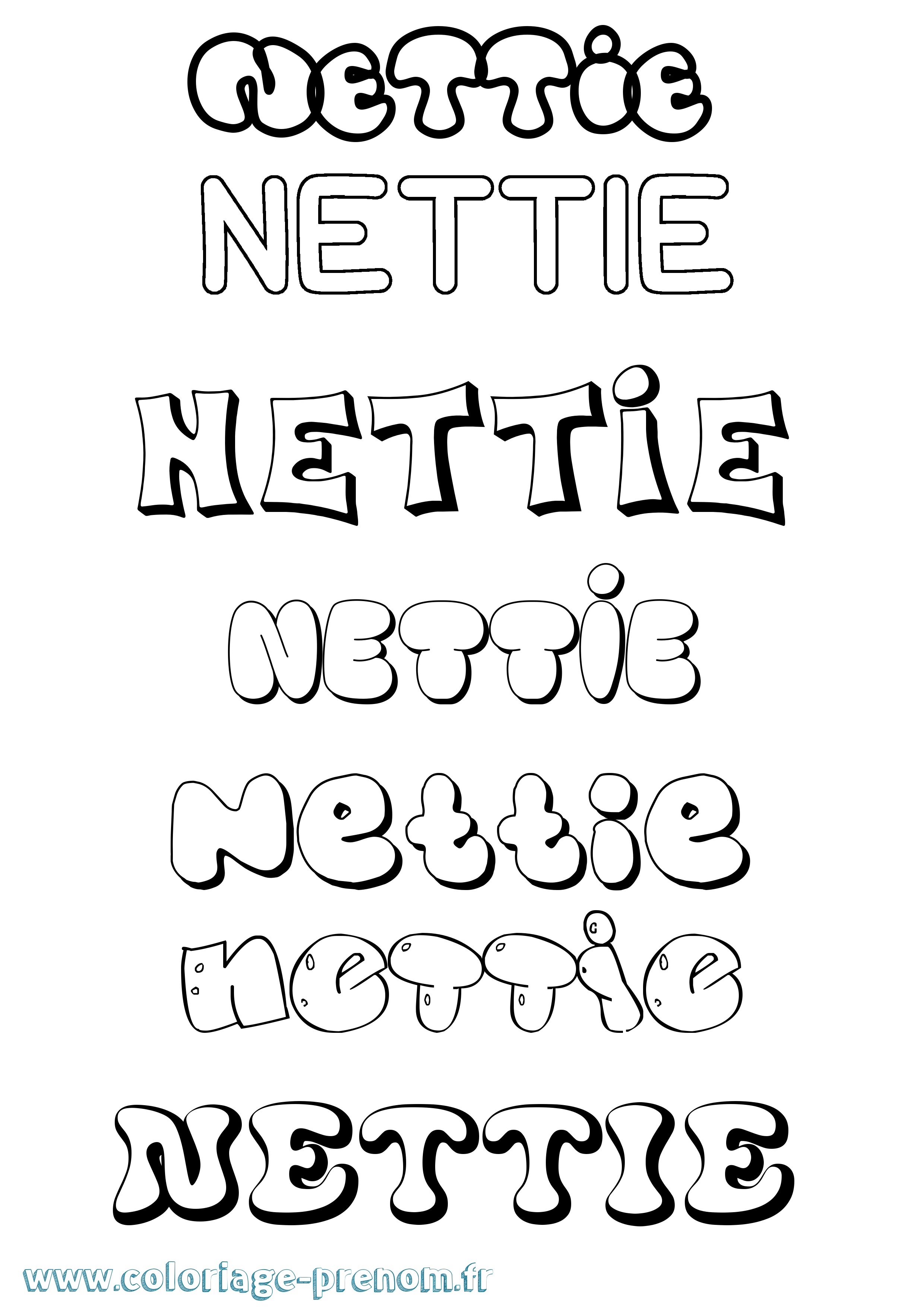 Coloriage Nettie Bubble Coloriage prénom Nettie Bubble