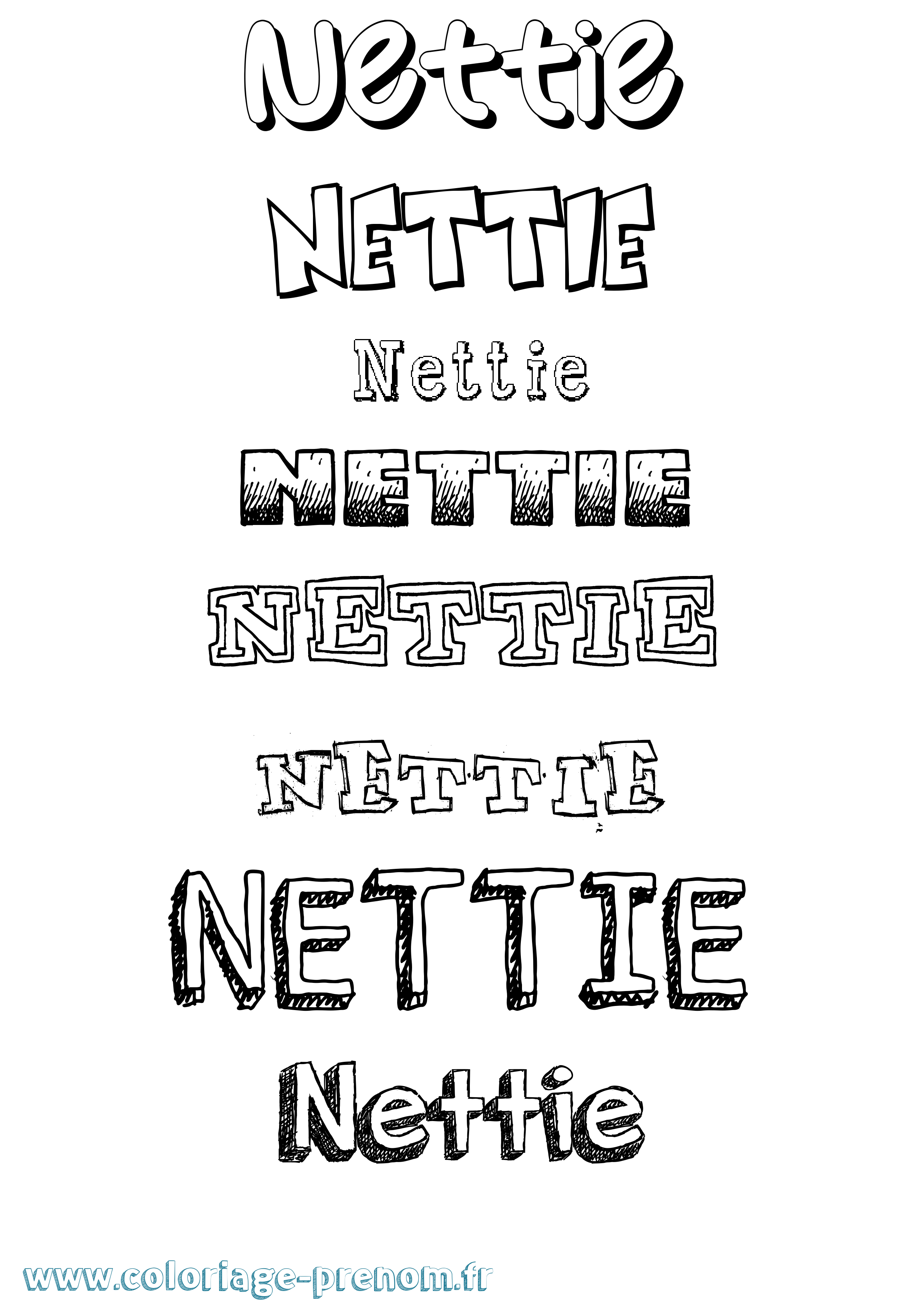 Coloriage Nettie Dessiné Coloriage prénom Nettie Dessiné