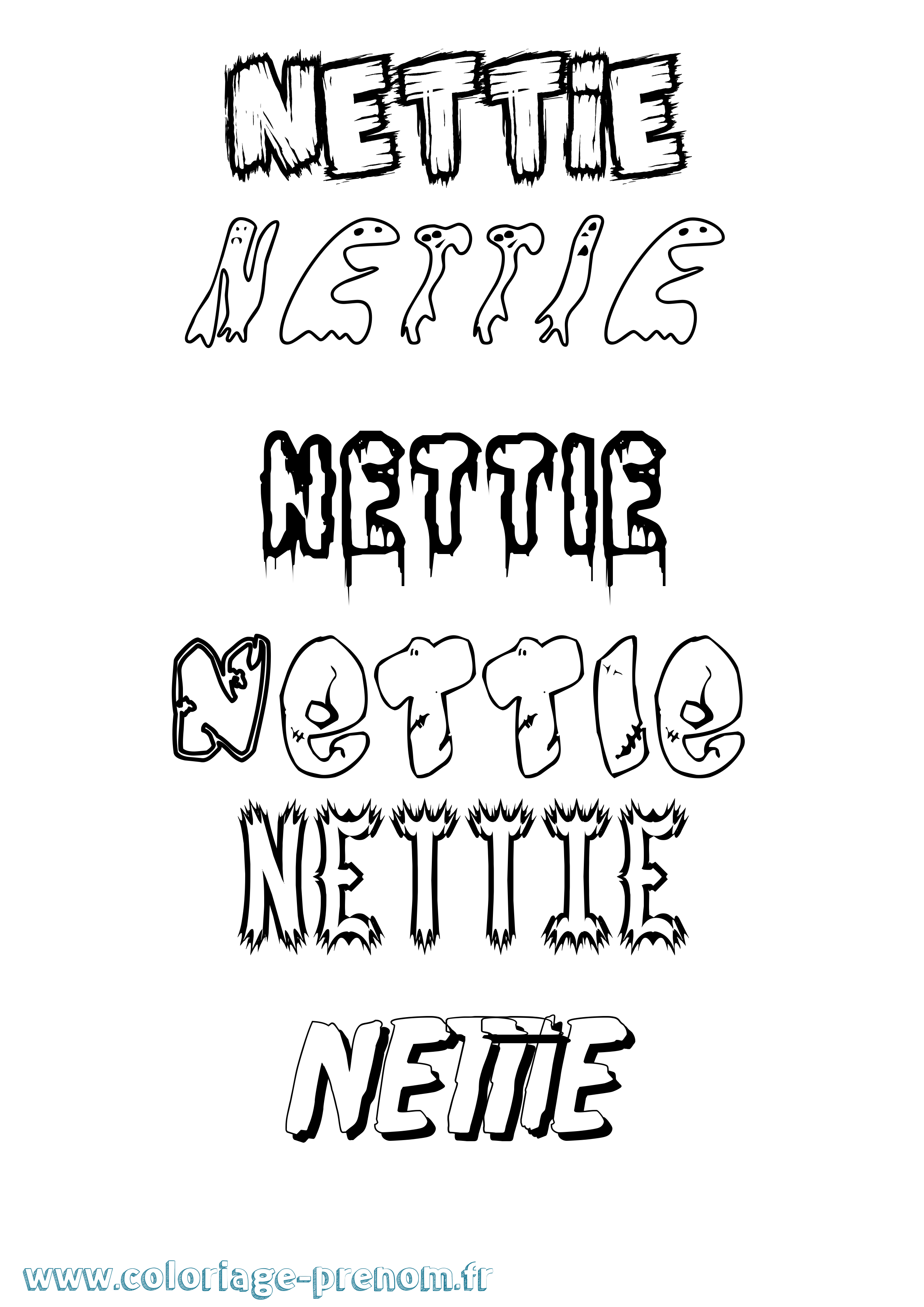 Coloriage Nettie Frisson Coloriage prénom Nettie Frisson