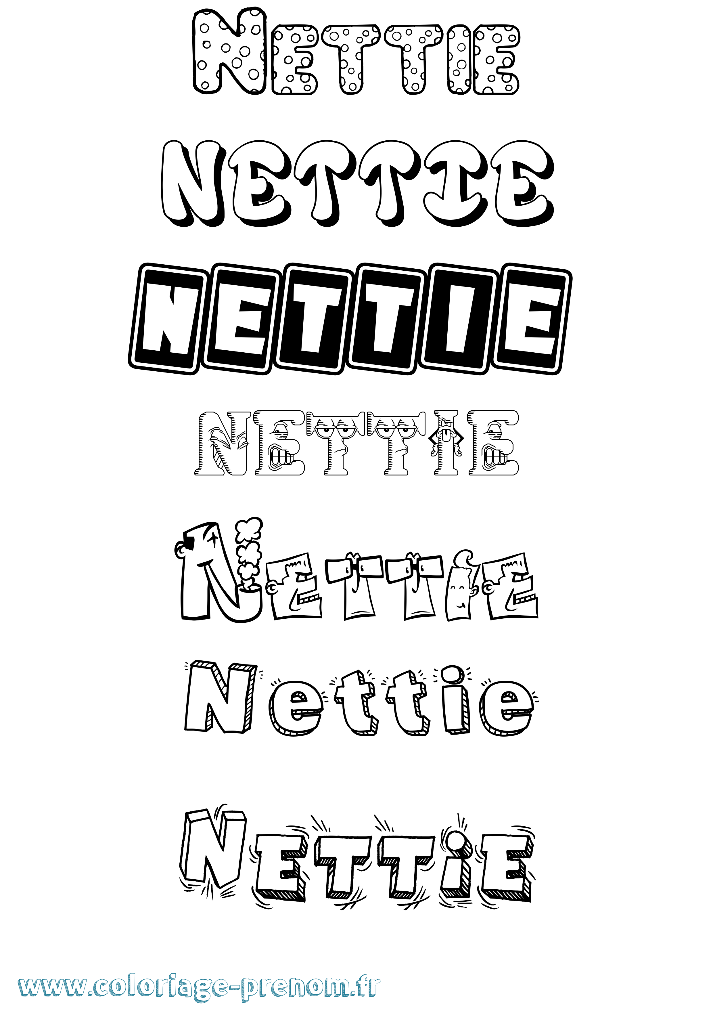 Coloriage Nettie Fun Coloriage prénom Nettie Fun