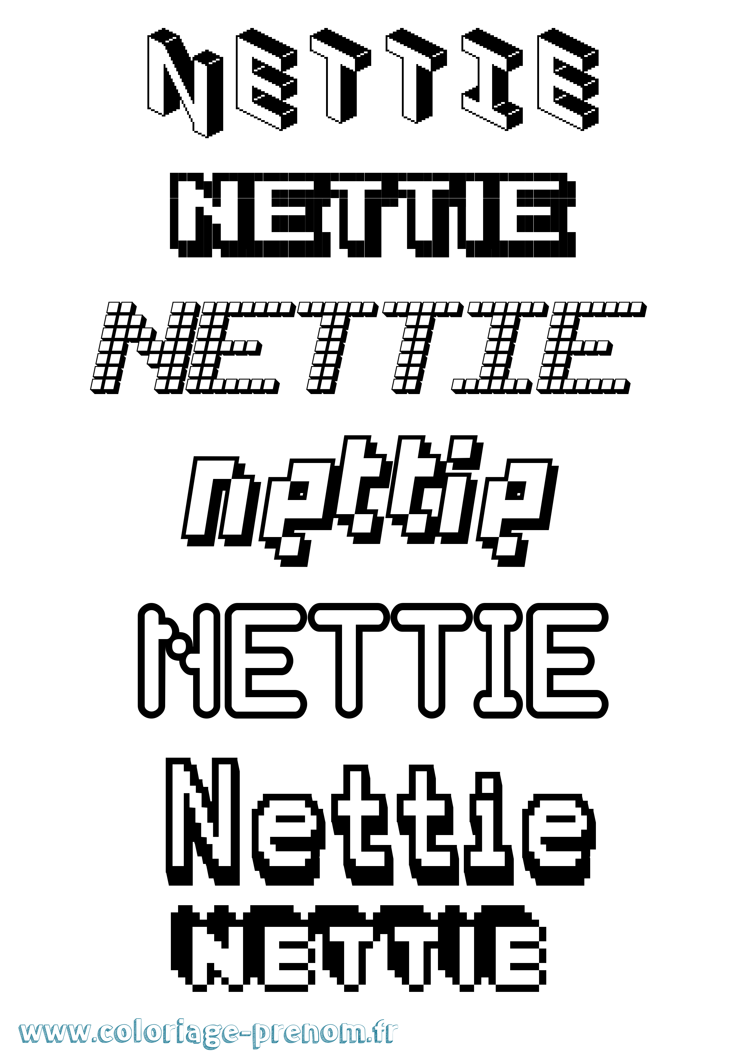 Coloriage Nettie Pixel Coloriage prénom Nettie Pixel