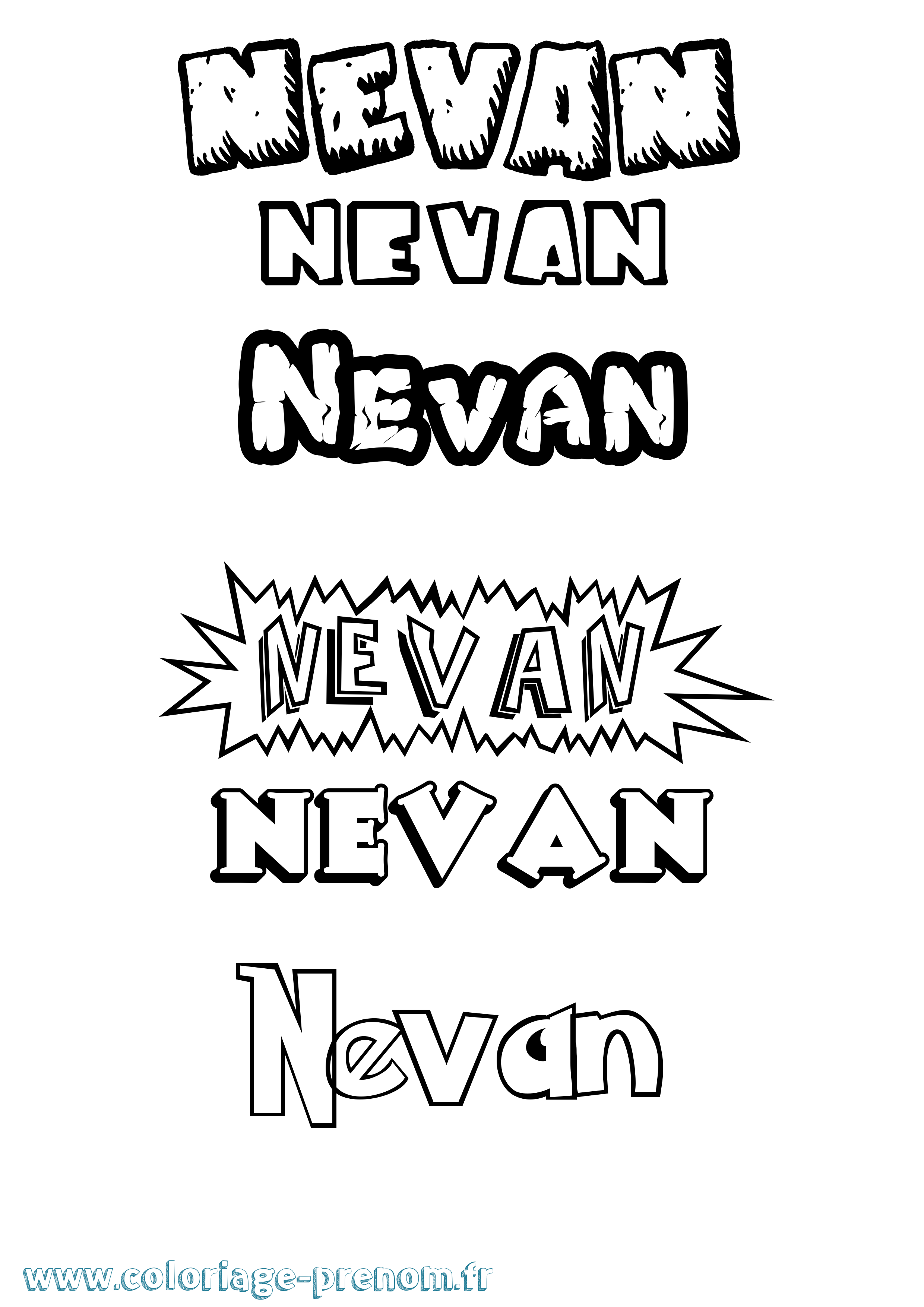 Coloriage Nevan Dessin Animé Coloriage prénom Nevan Dessin Animé