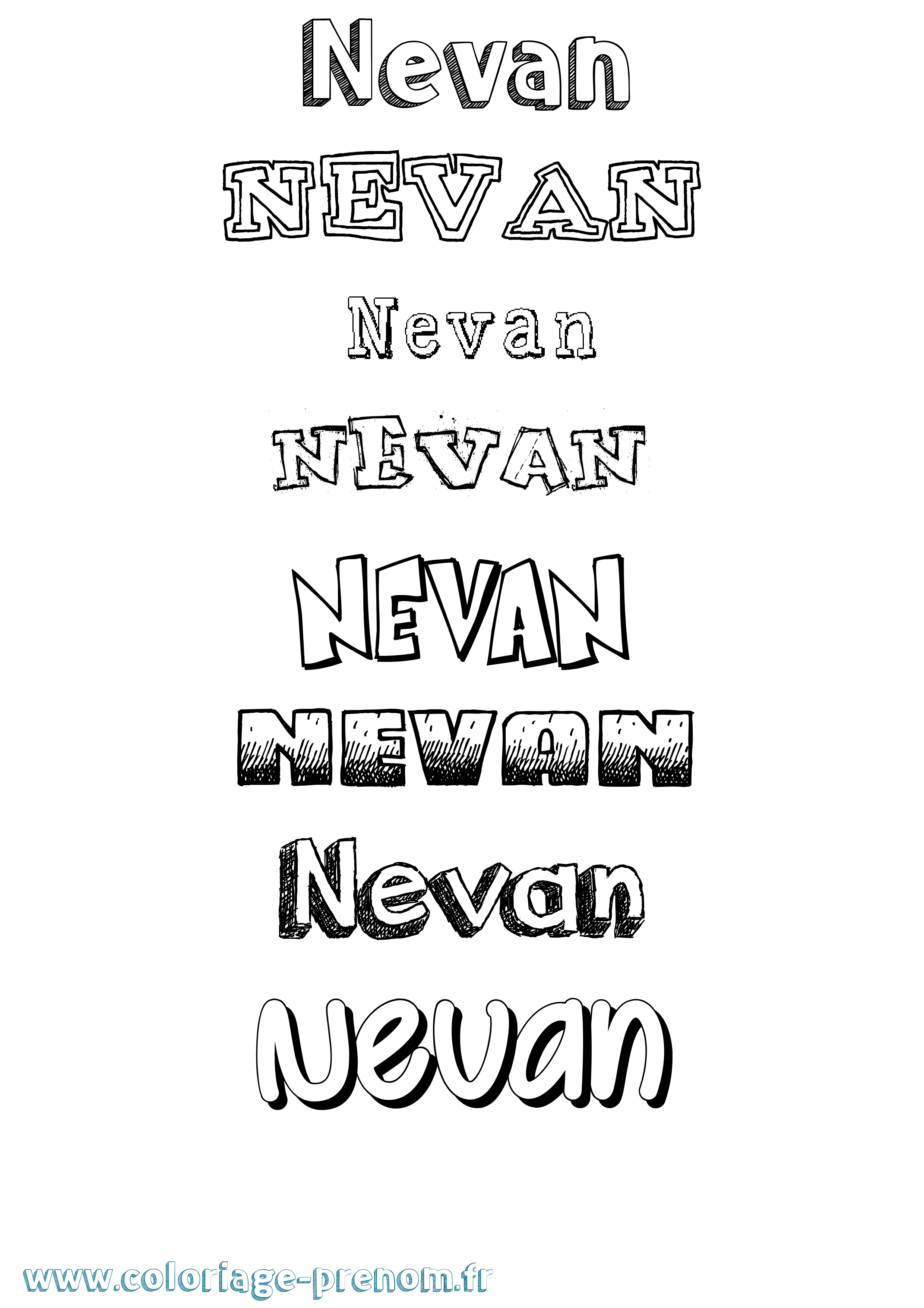 Coloriage Nevan Dessiné Coloriage prénom Nevan Dessiné