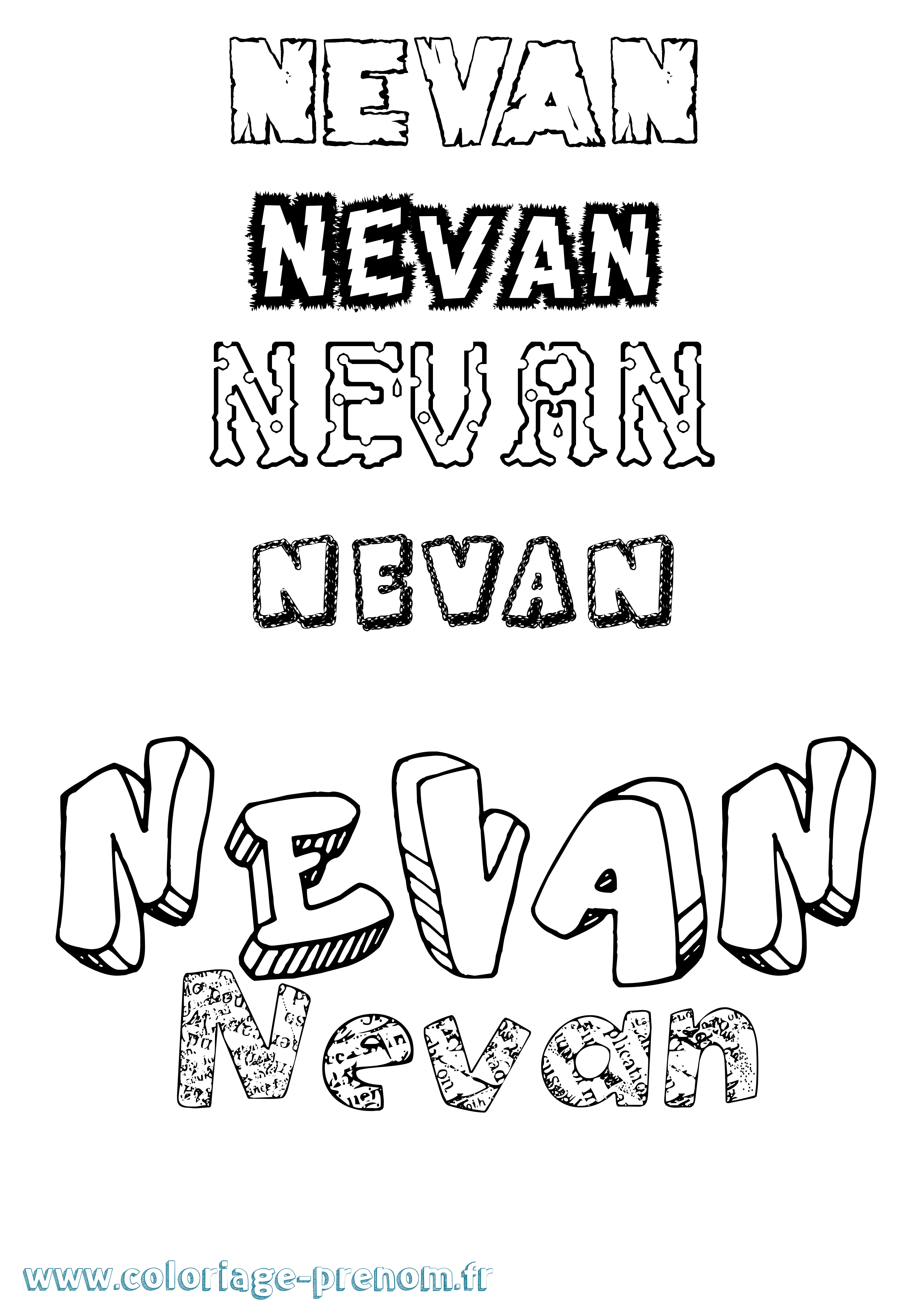 Coloriage Nevan Destructuré Coloriage prénom Nevan Destructuré