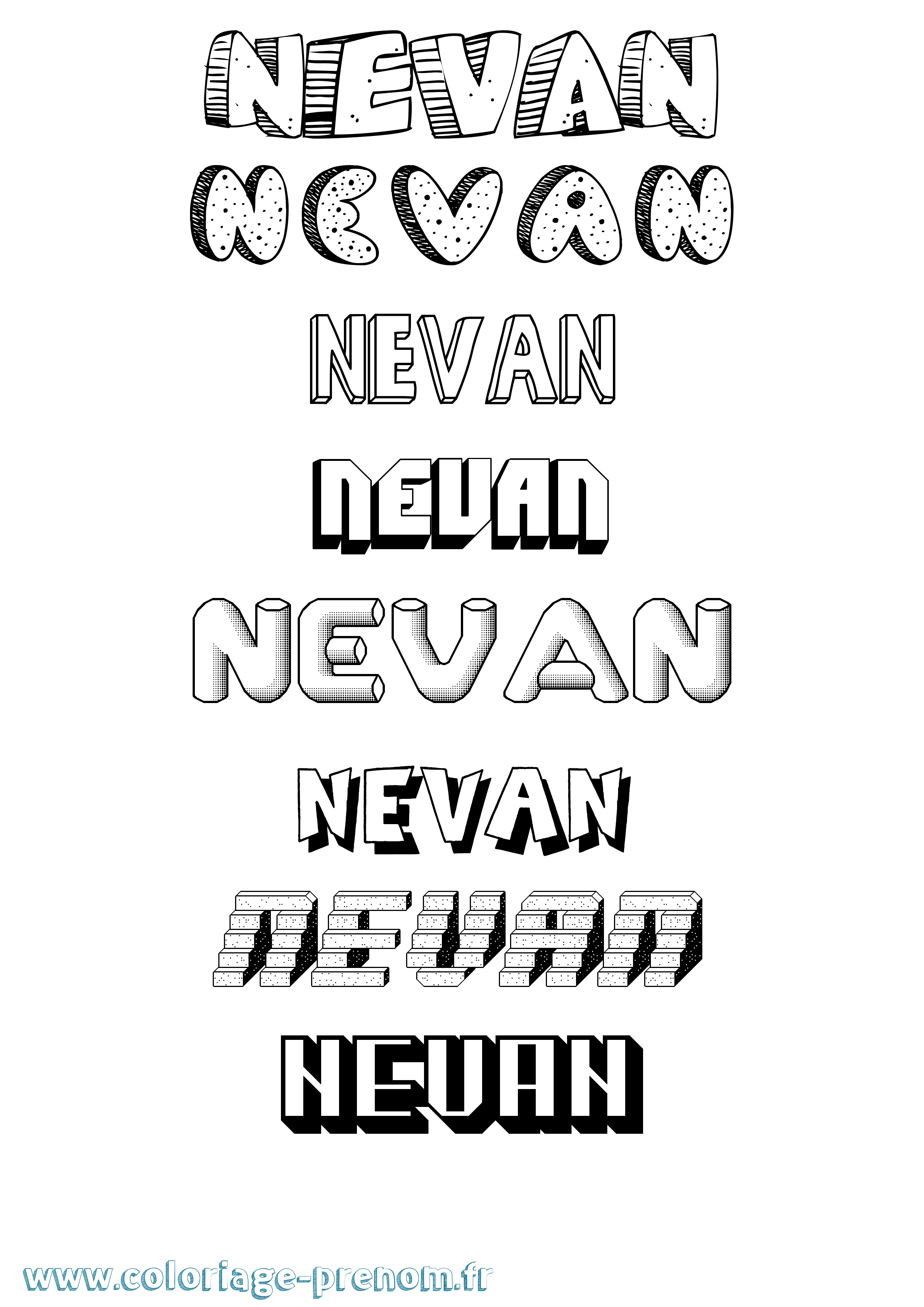 Coloriage Nevan Effet 3D Coloriage prénom Nevan Effet 3D