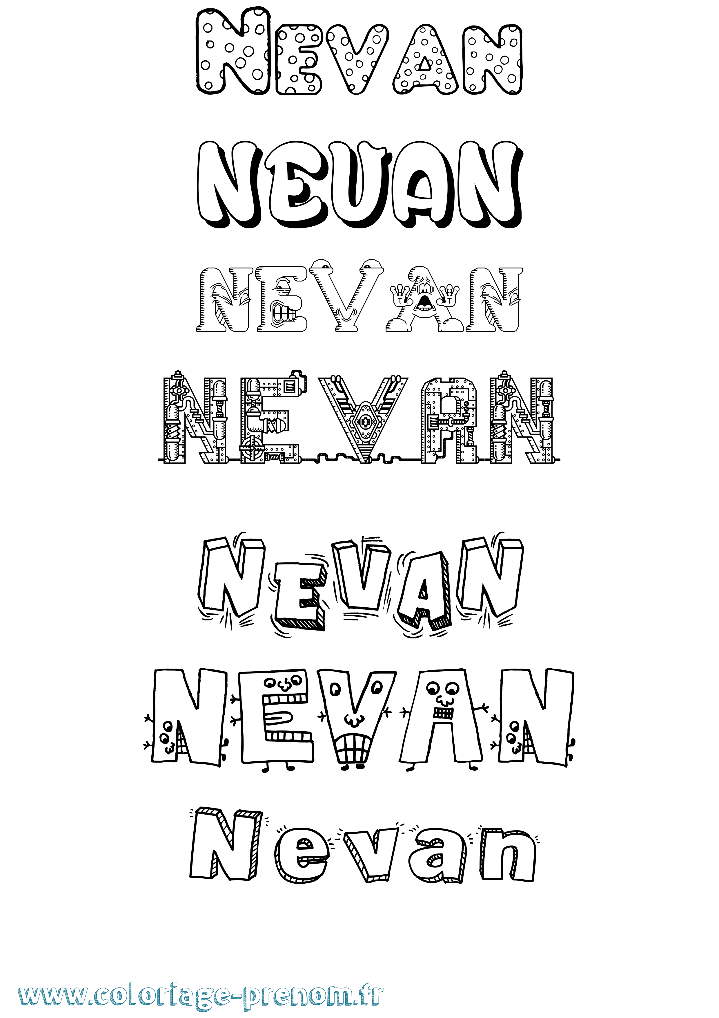 Coloriage Nevan Fun Coloriage prénom Nevan Fun
