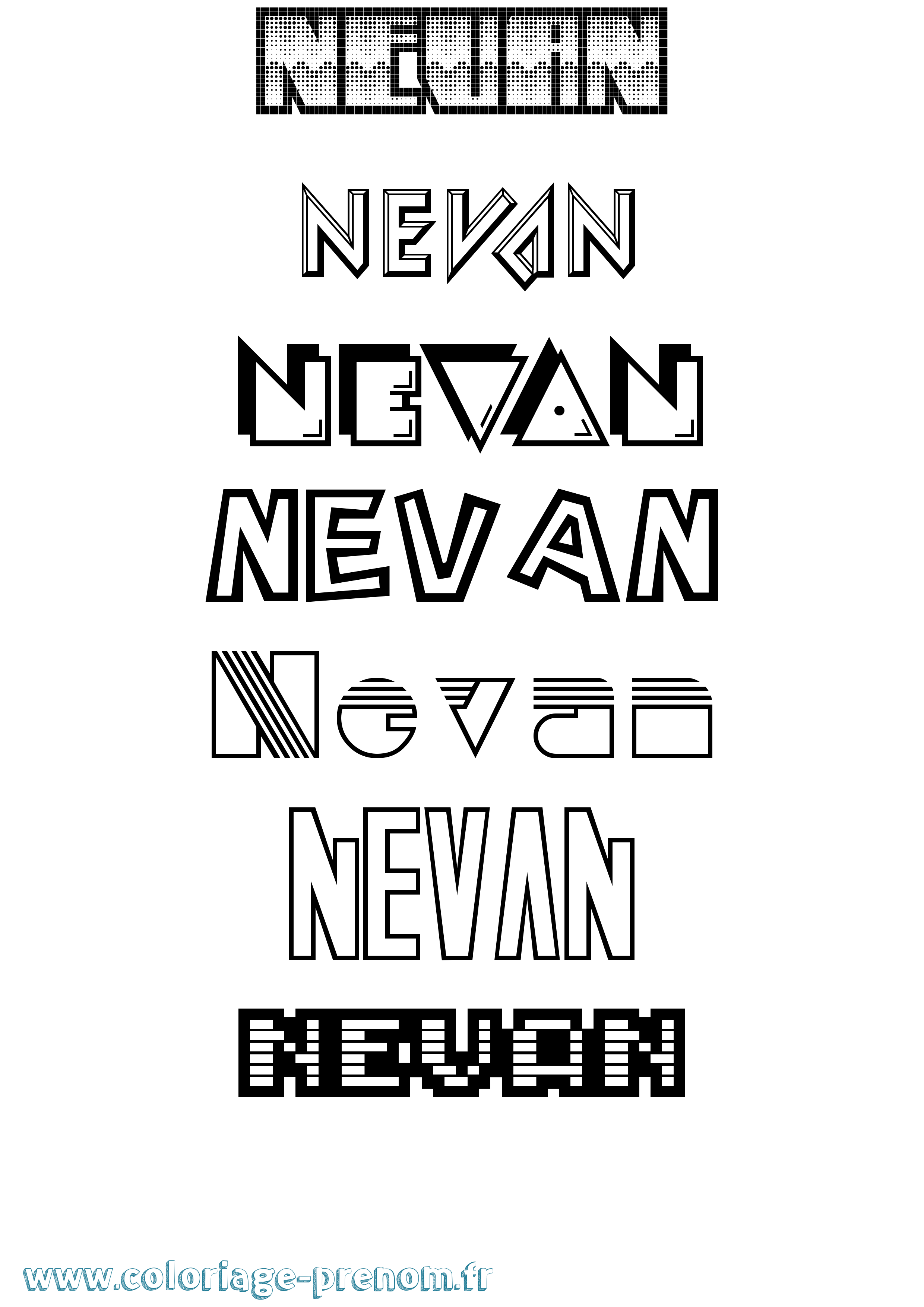 Coloriage Nevan Jeux Vidéos Coloriage prénom Nevan Jeux Vidéos