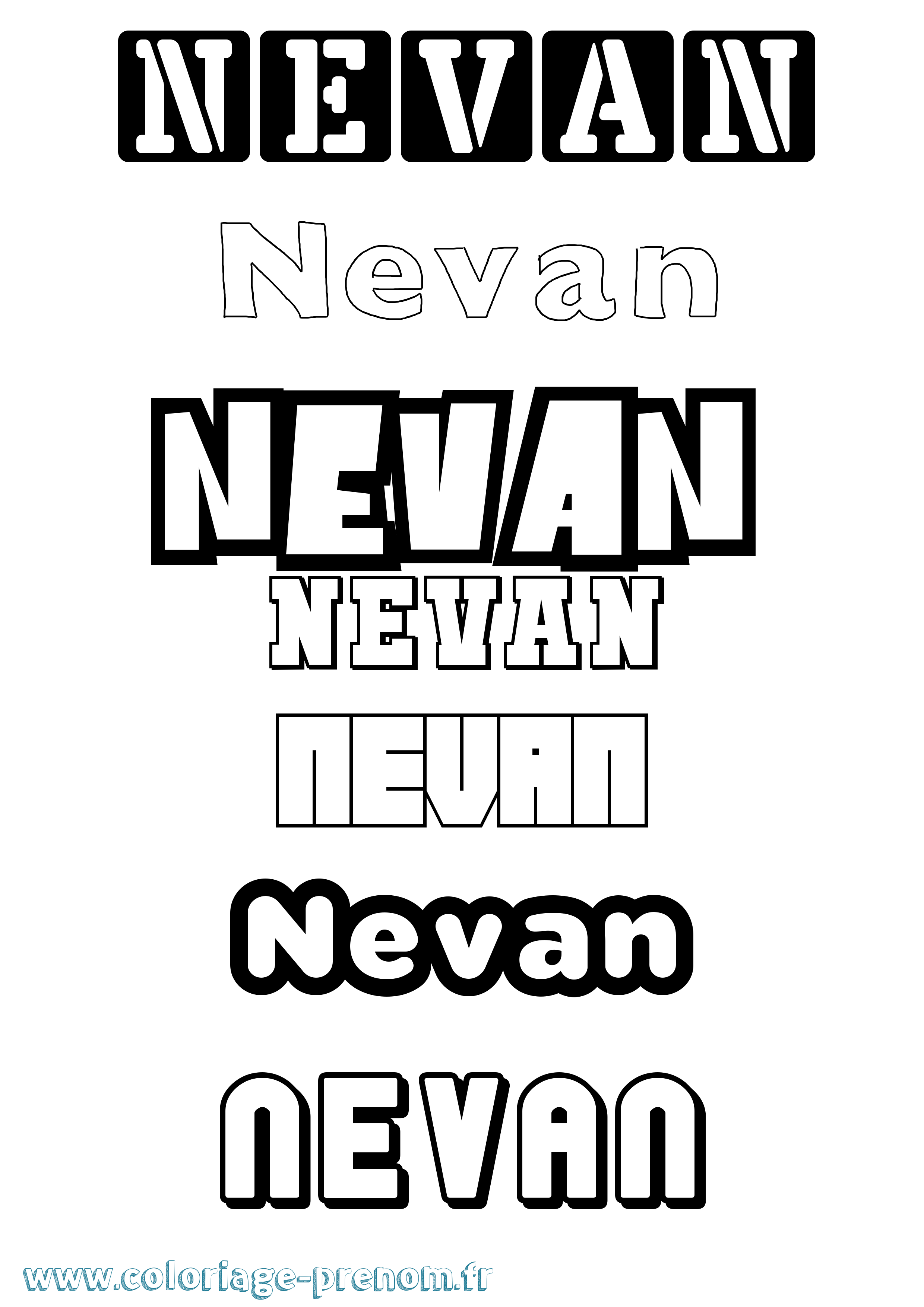 Coloriage Nevan Simple Coloriage prénom Nevan Simple