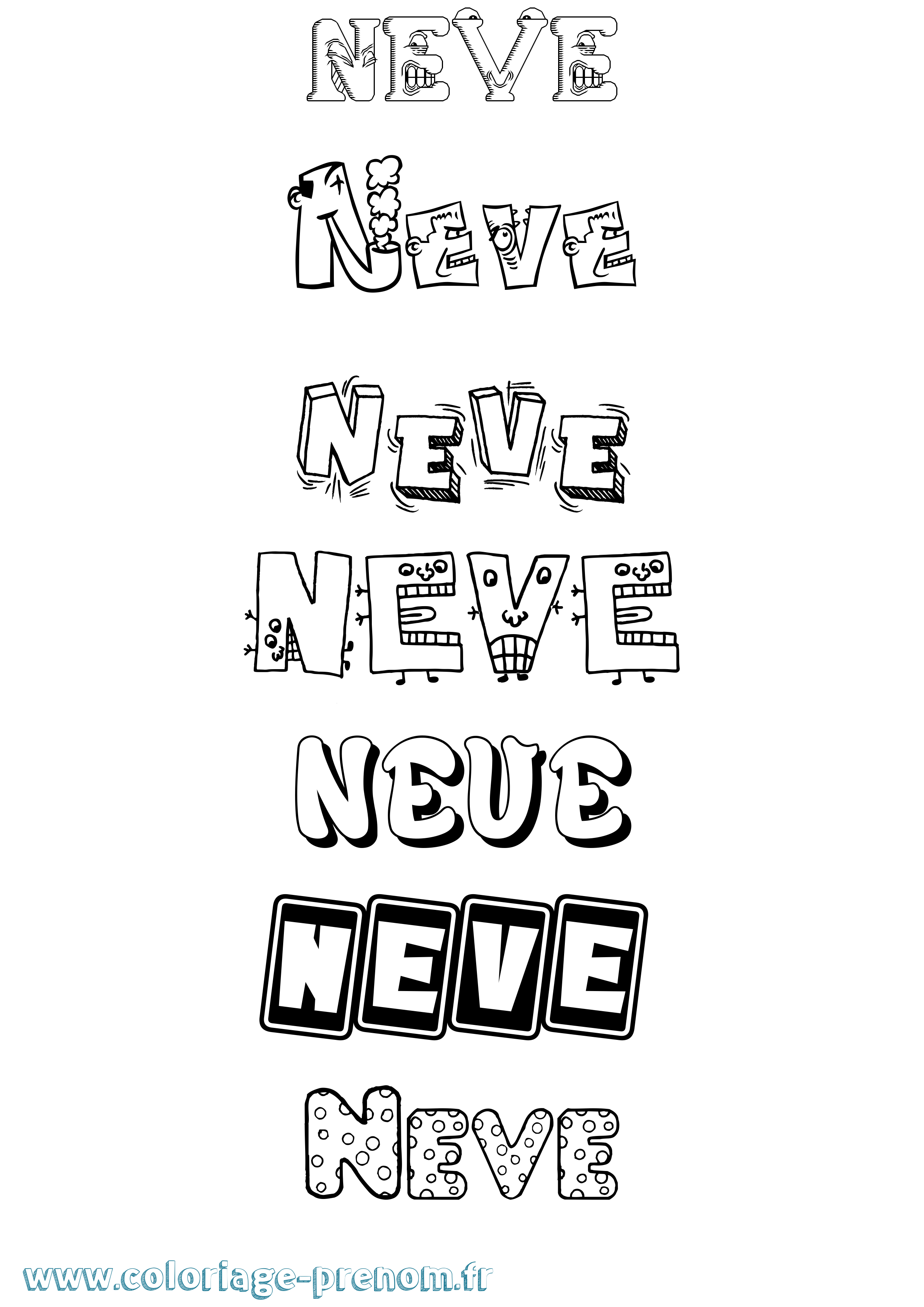 Coloriage Neve Fun Coloriage prénom Neve Fun