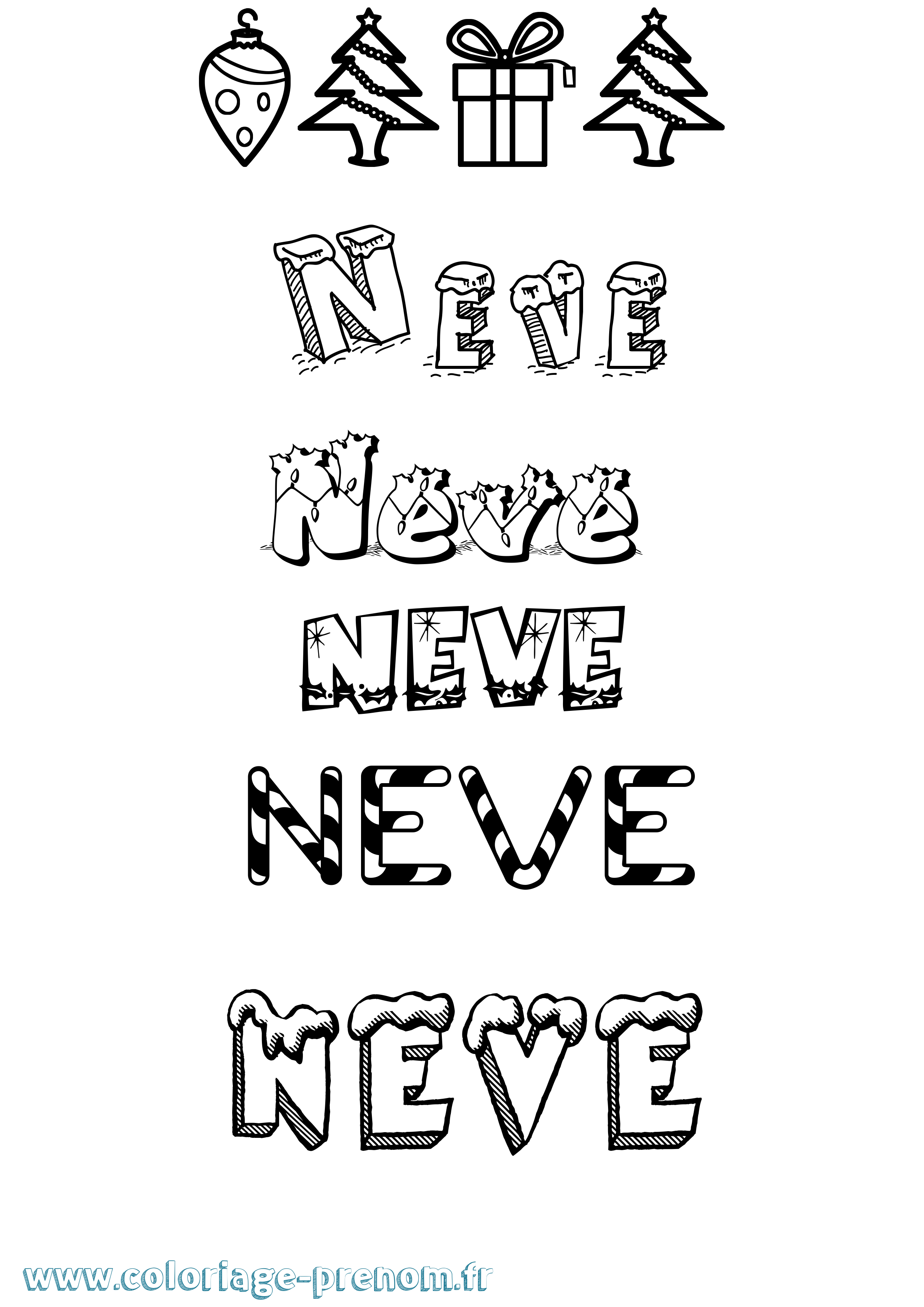 Coloriage Neve Noël Coloriage prénom Neve Noël
